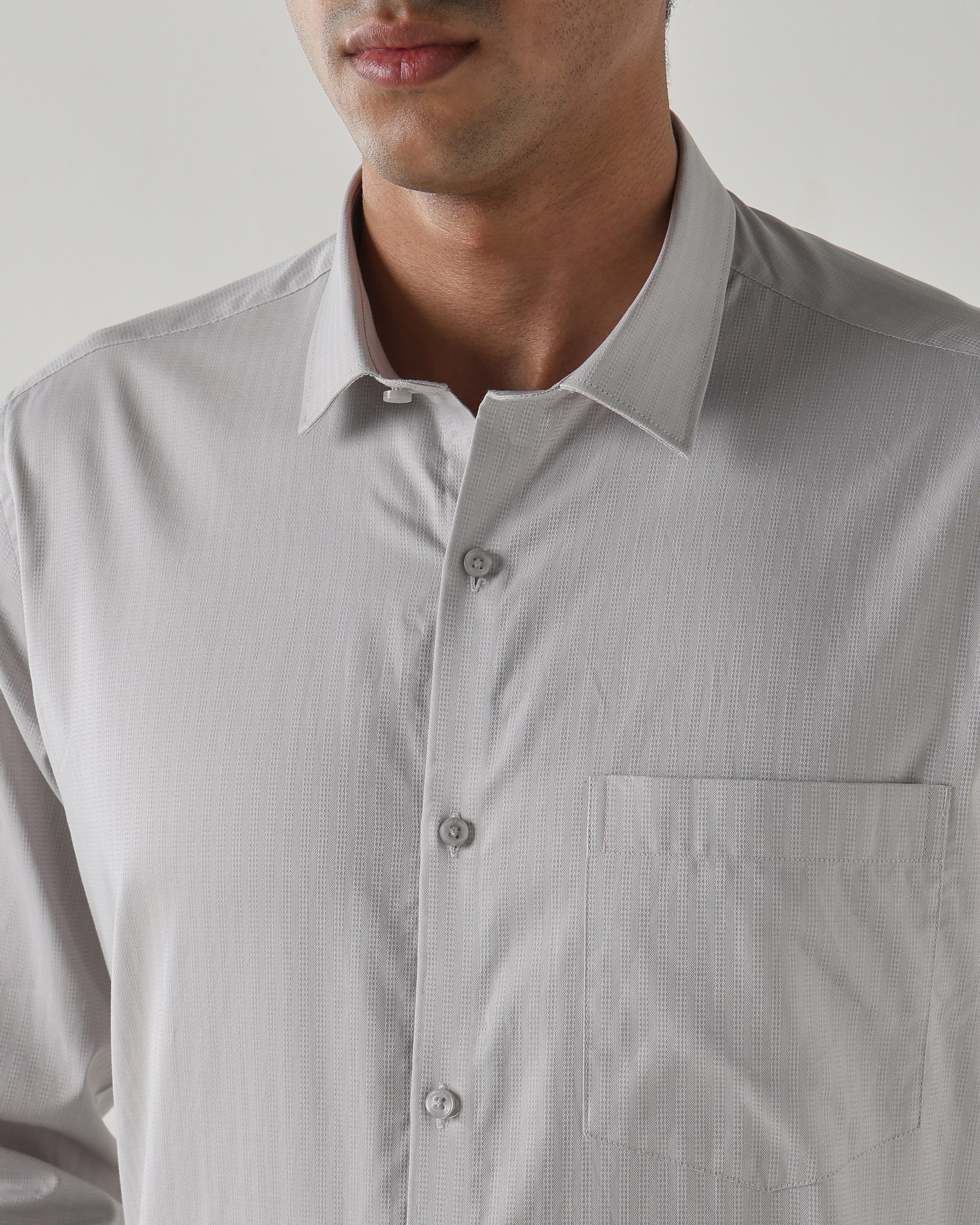 Men Regular Fit Shirt Light Grey