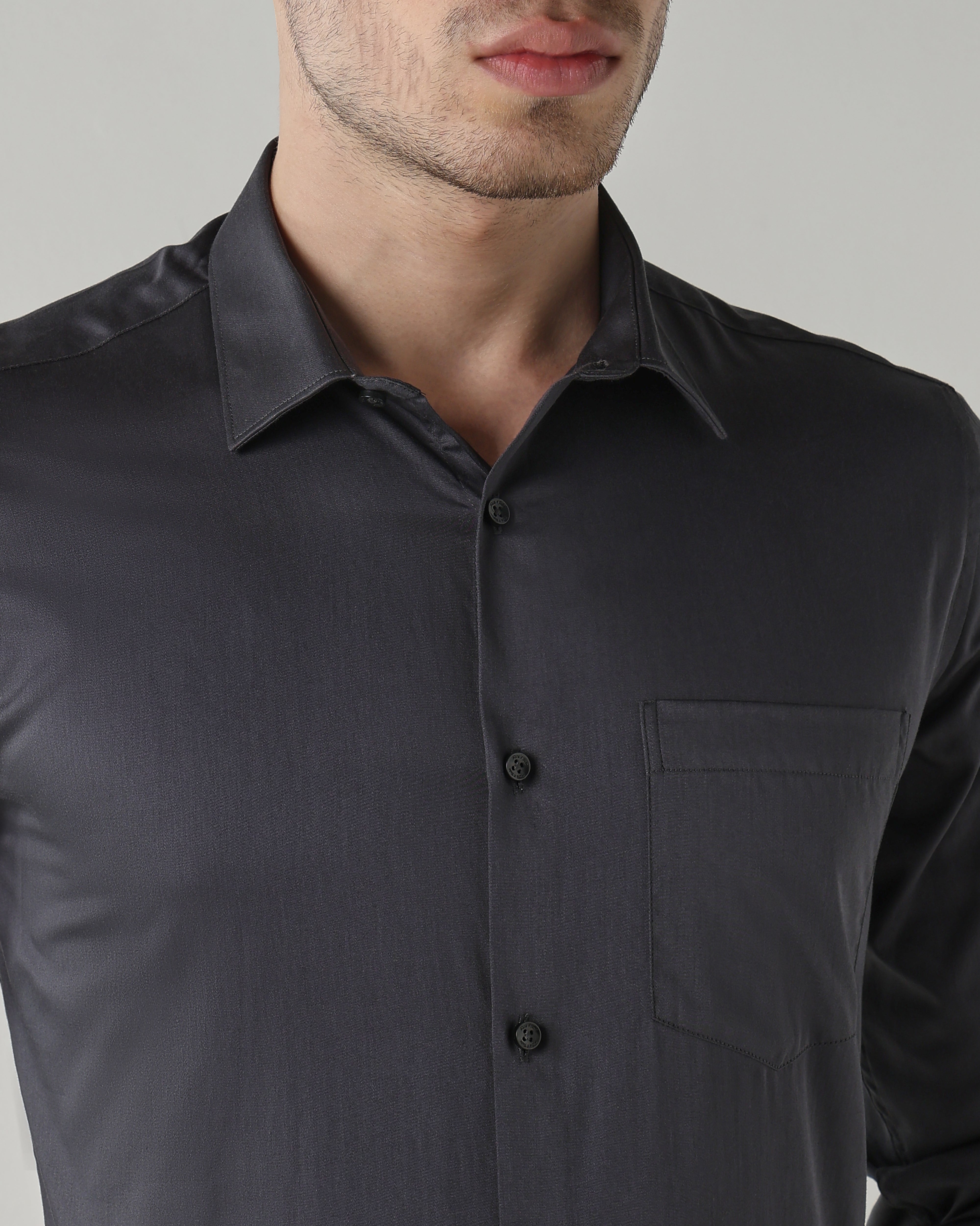 Men Slim Fit Shirt Black