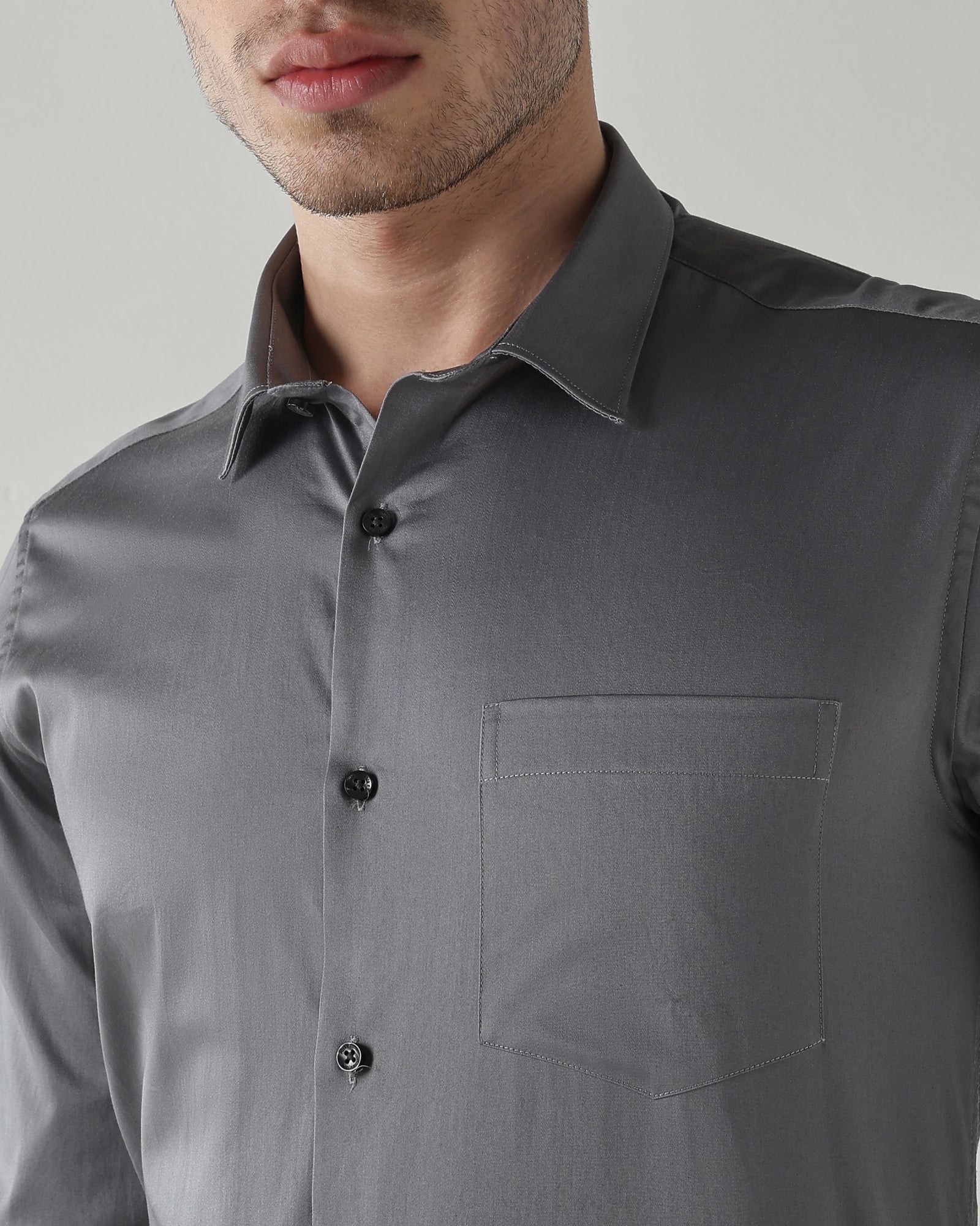 Men Slim Fit Shirt Grey