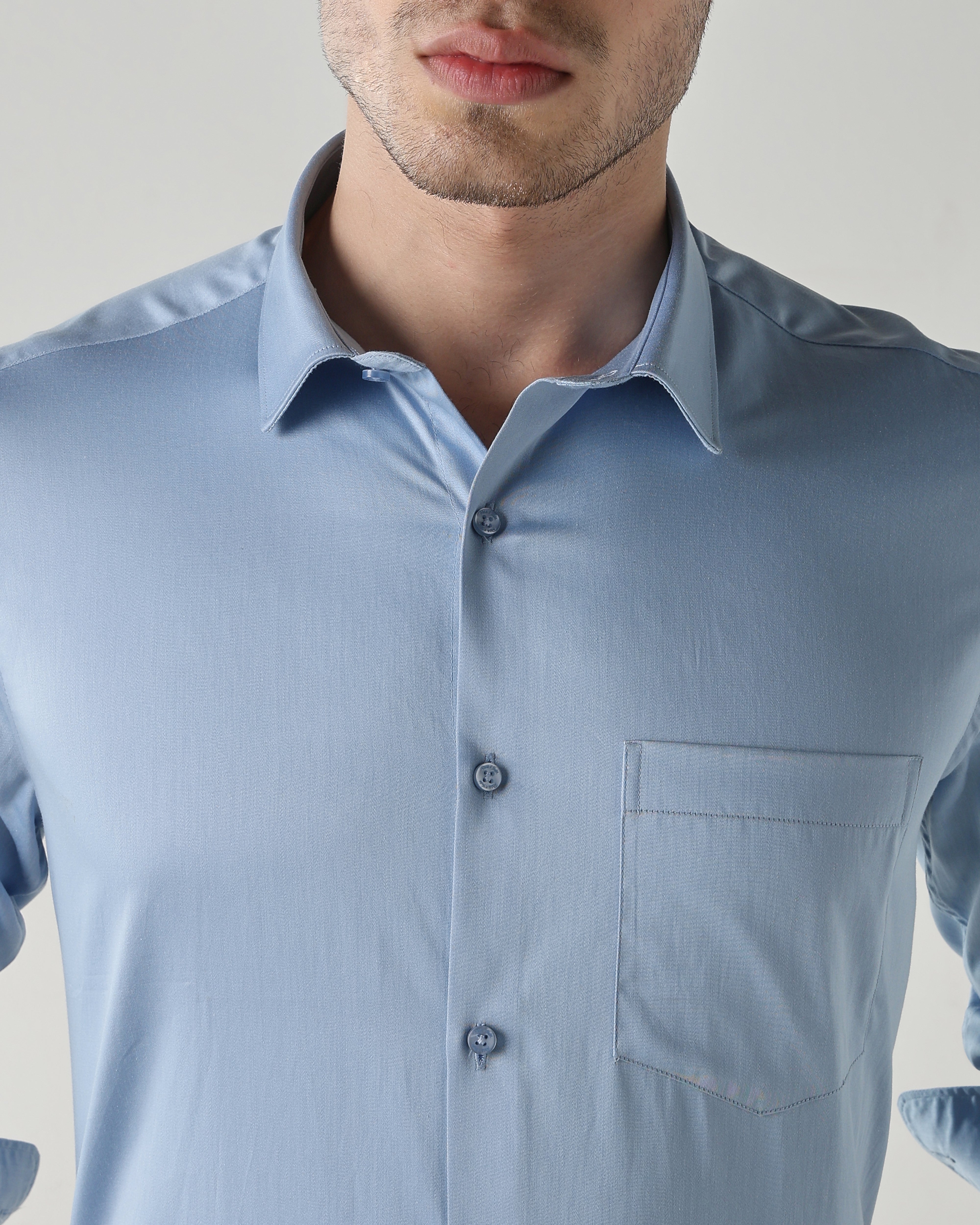 Men Slim Fit Shirt Sky Blue
