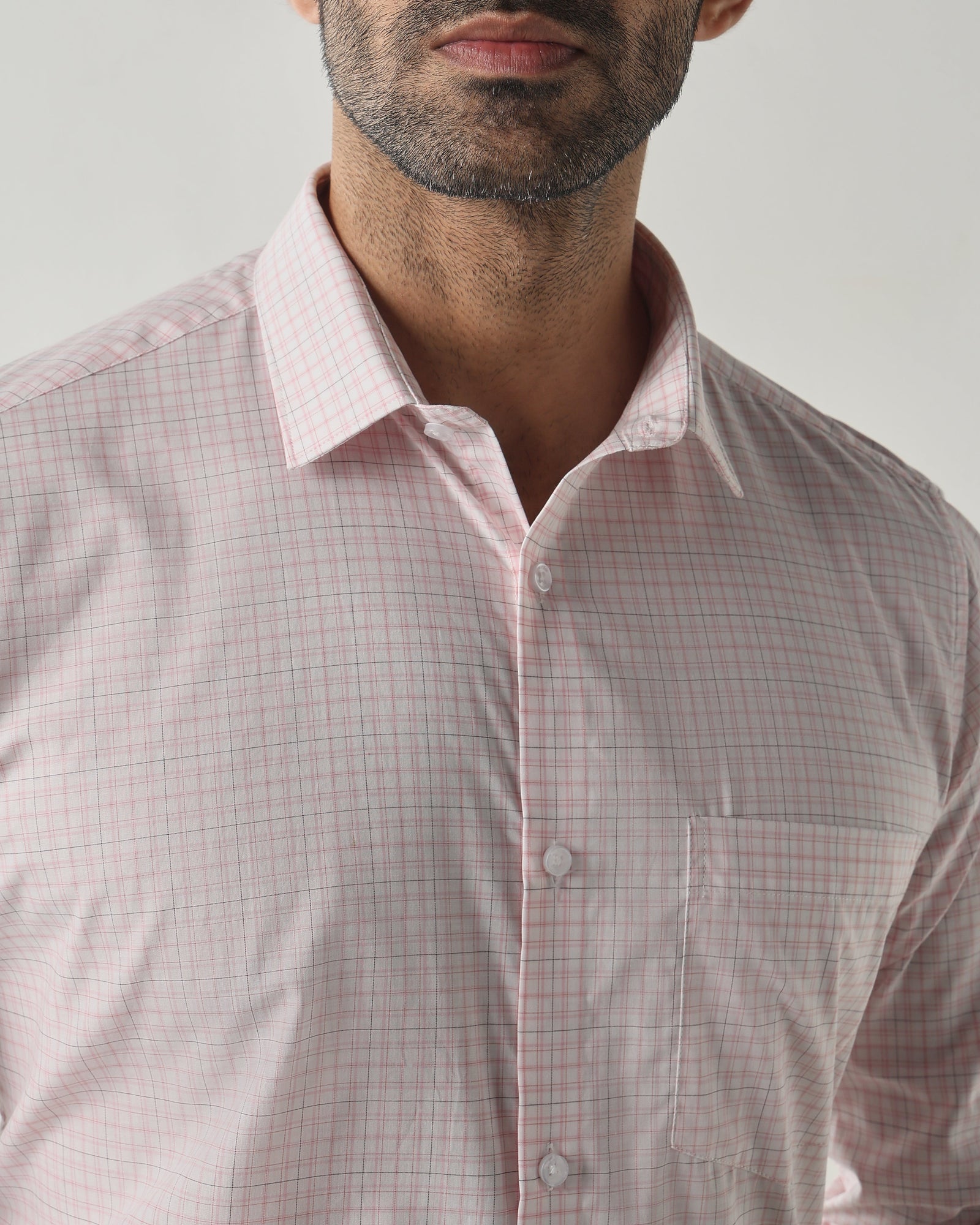 Pink/White Slim Fit Formal Essential Shirts