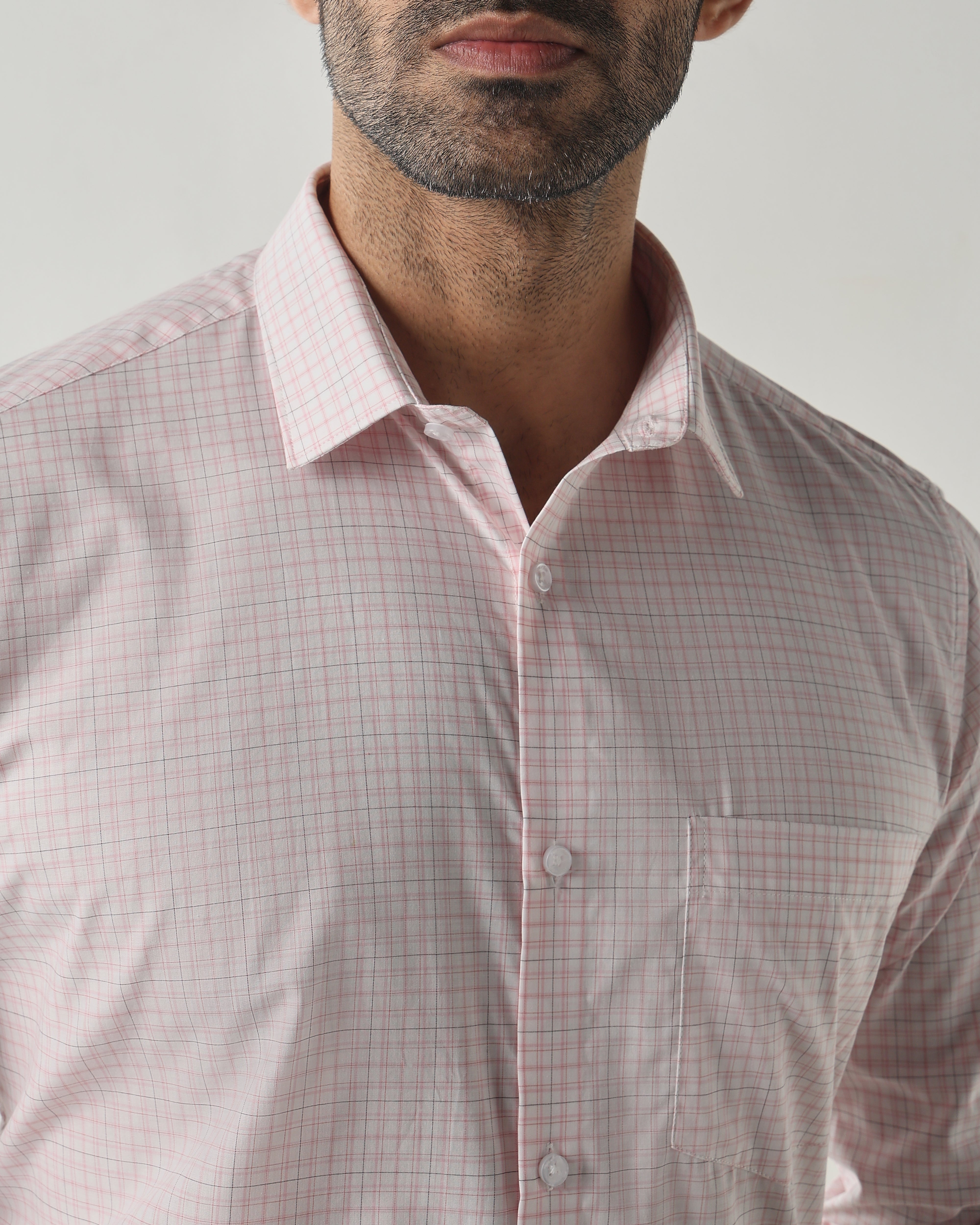 Pink/White Slim Fit Formal Essential Shirts