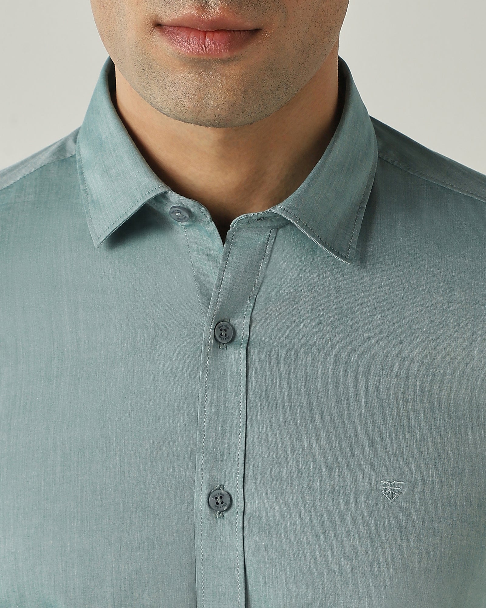 Shirt Lt Green Slim Fit 100% Cotton