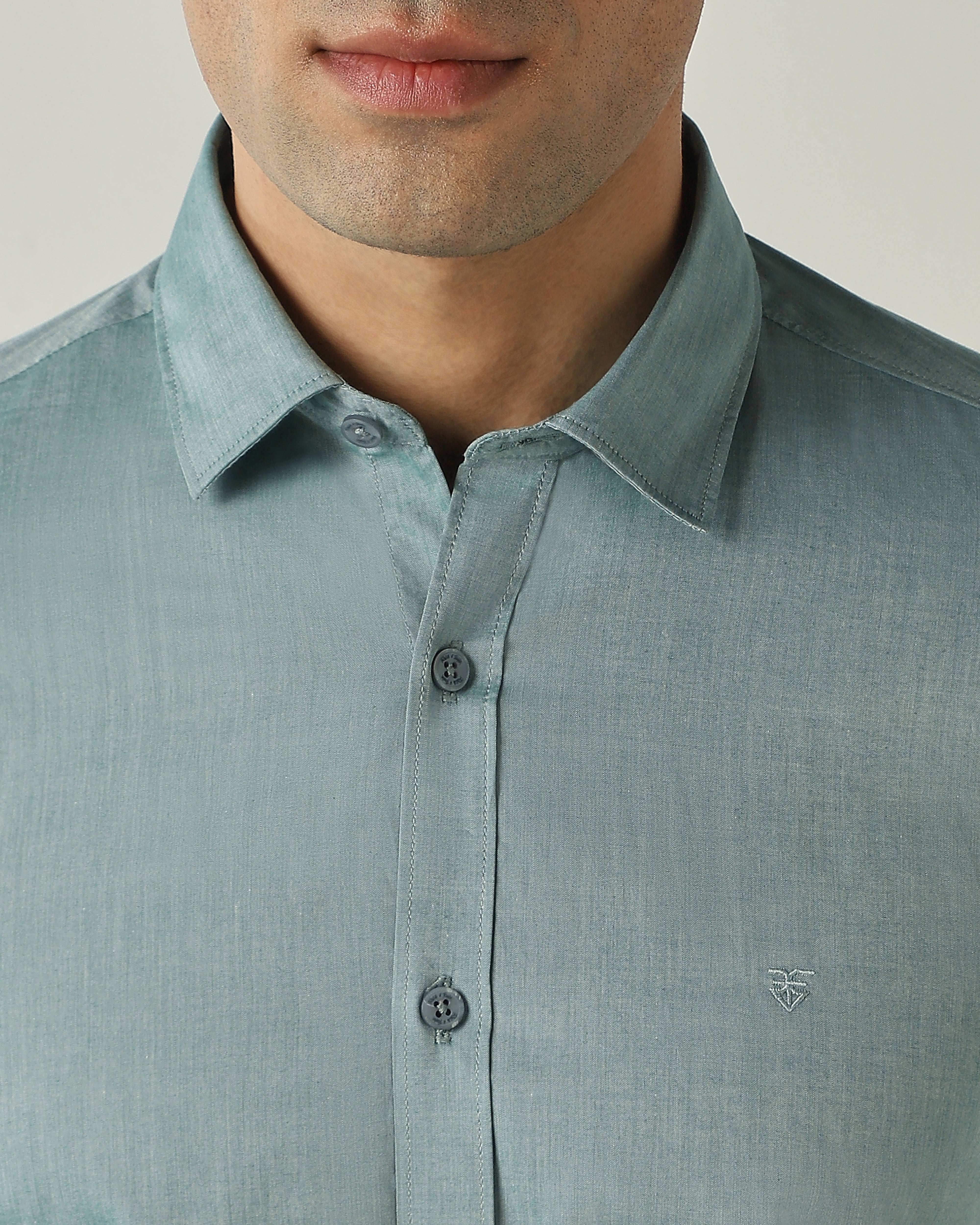 Shirt Lt Green Slim Fit 100% Cotton