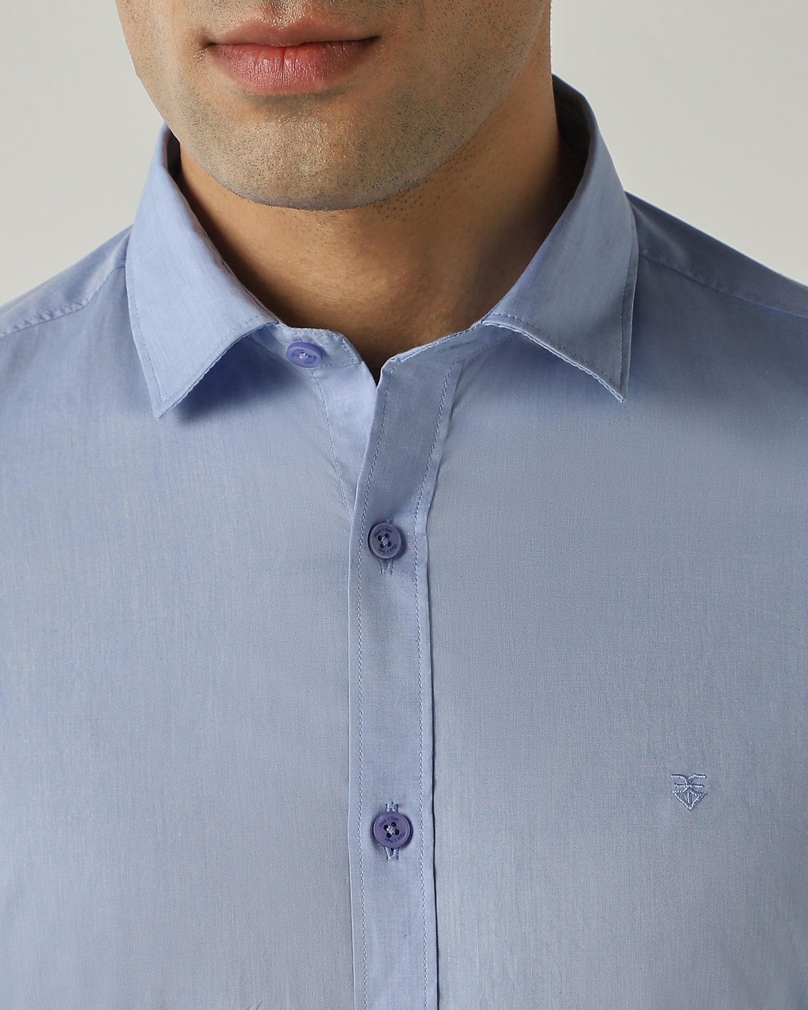 Shirt Sky Blue Slim Fit 100% Cotton