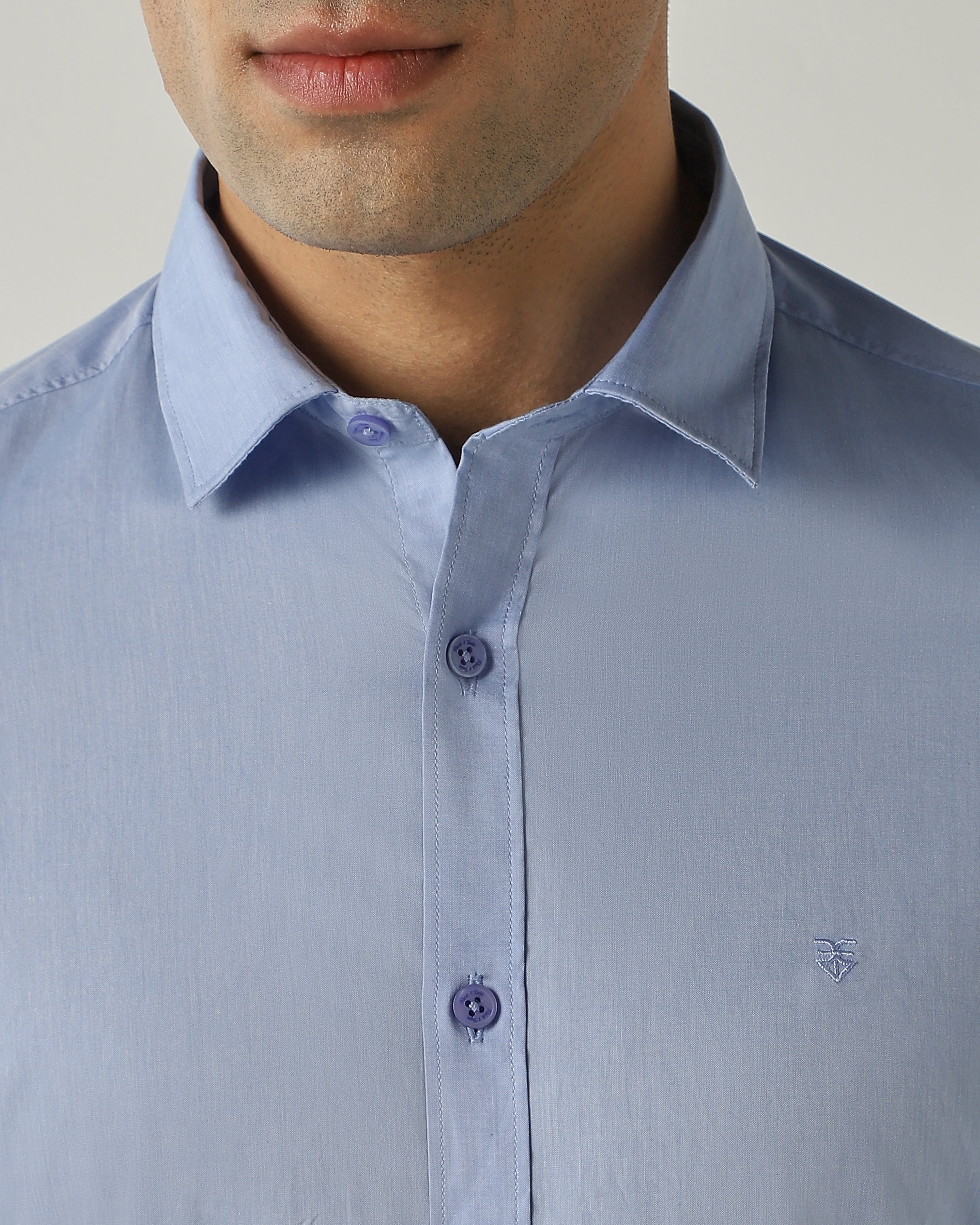 Shirt Sky Blue Slim Fit 100% Cotton
