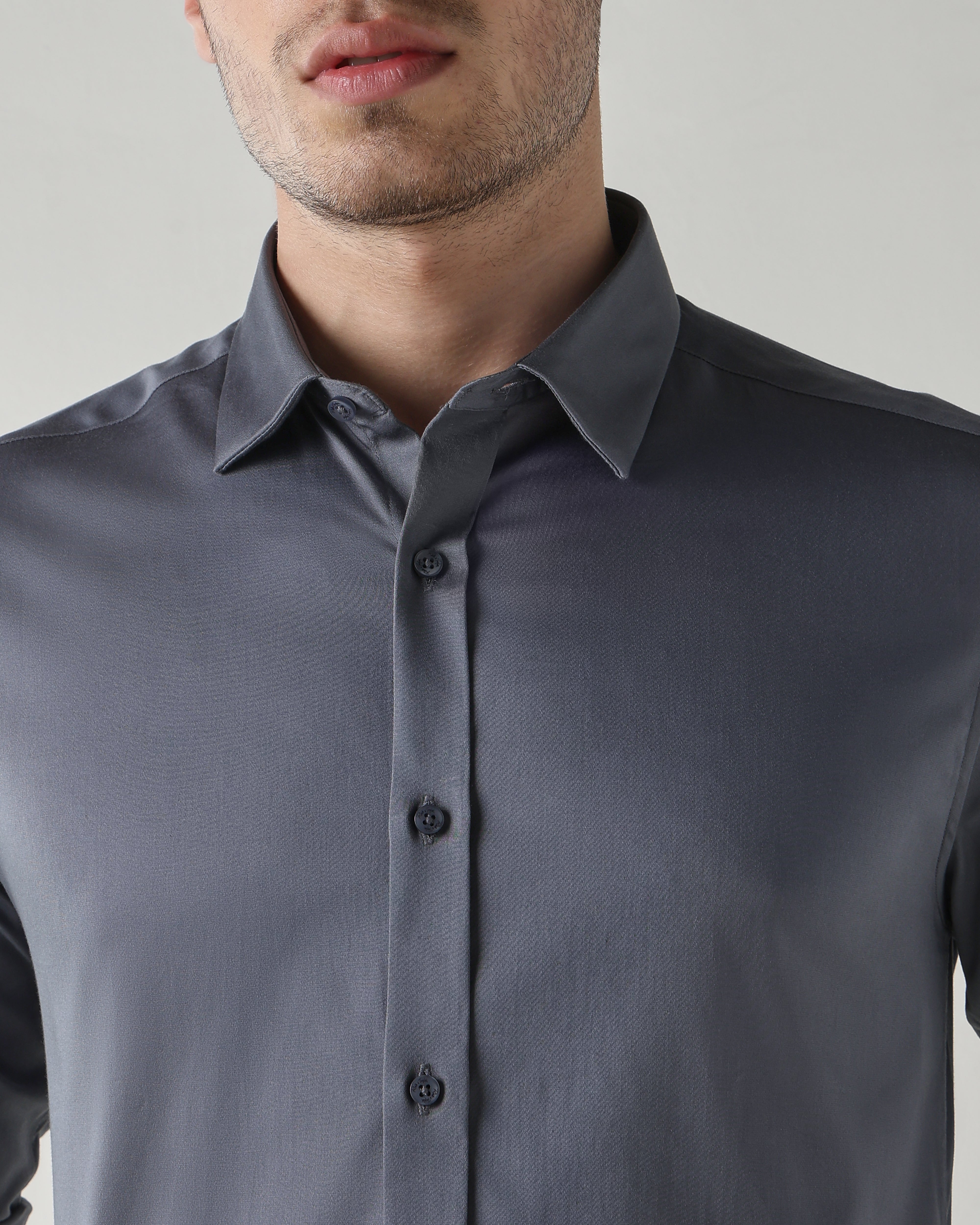 Men Regular Fit Shirt Mercury Grey