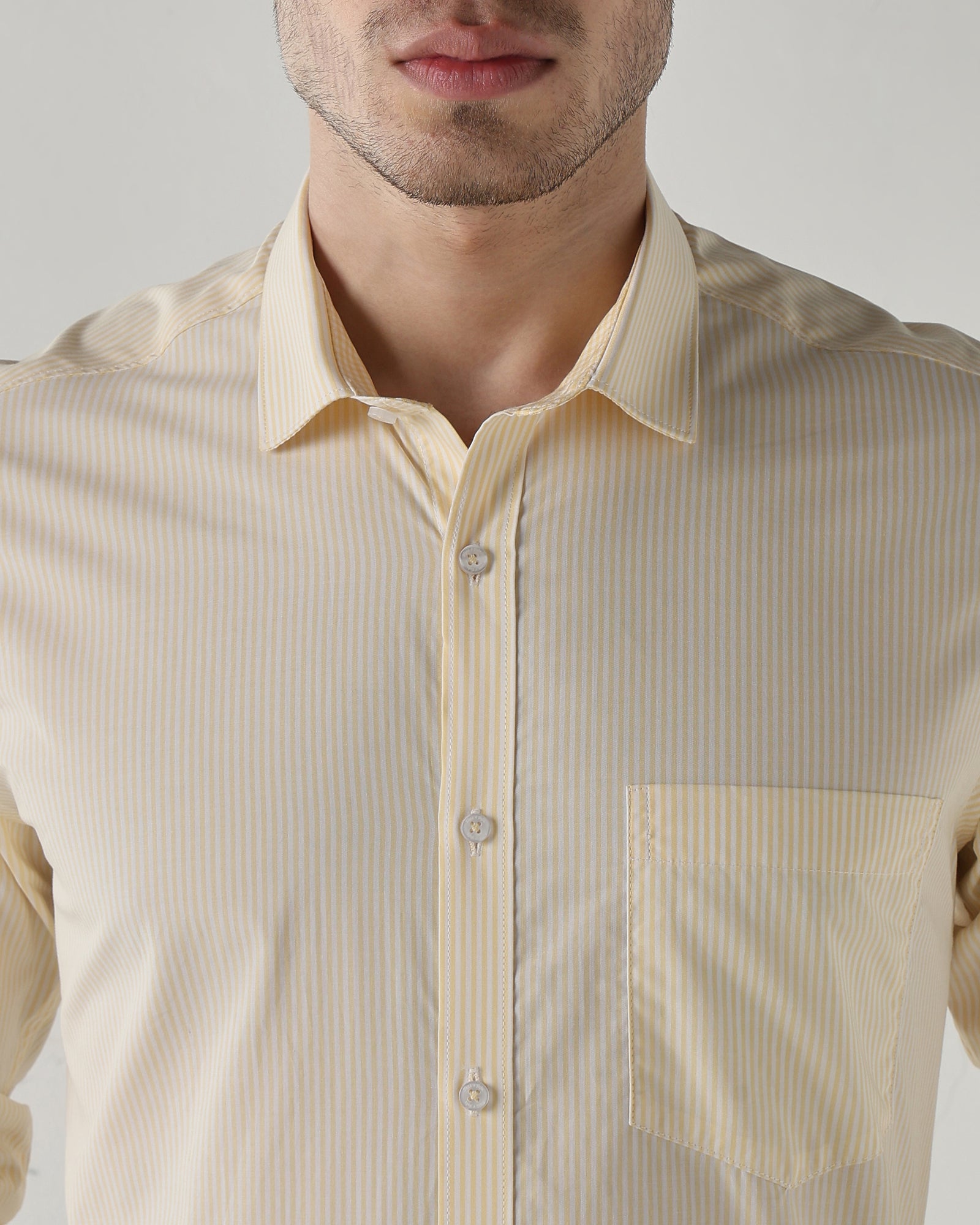 Men Regular Fit Shirt White/Light Yellow
