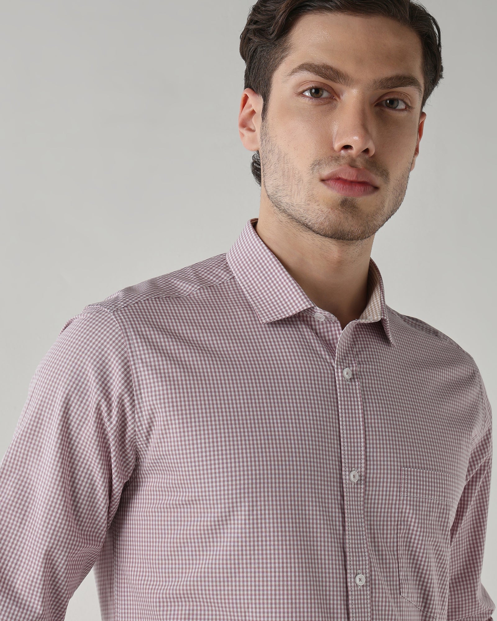 Men Regular Fit Shirt White/Maroon
