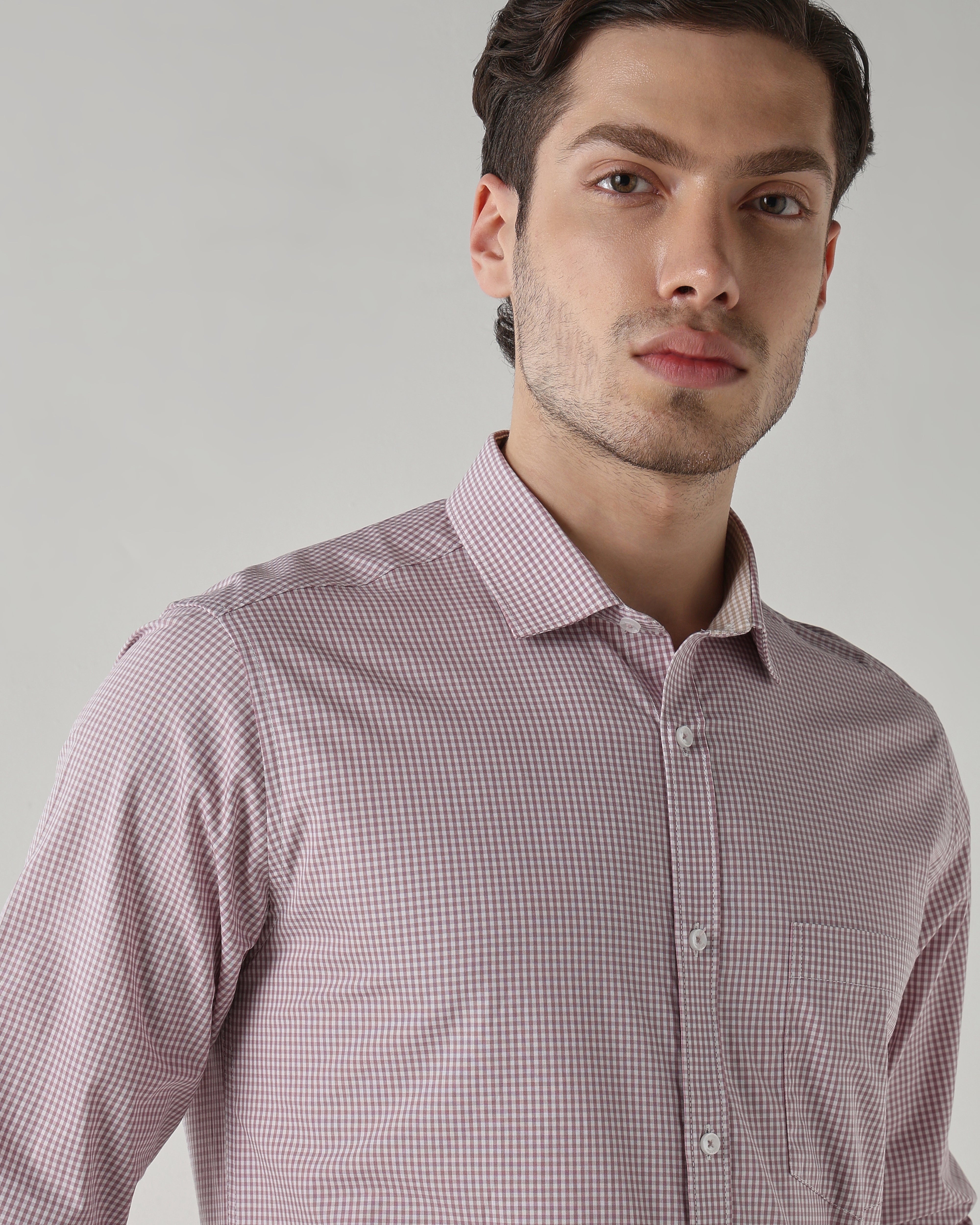 Men Regular Fit Shirt White/Maroon