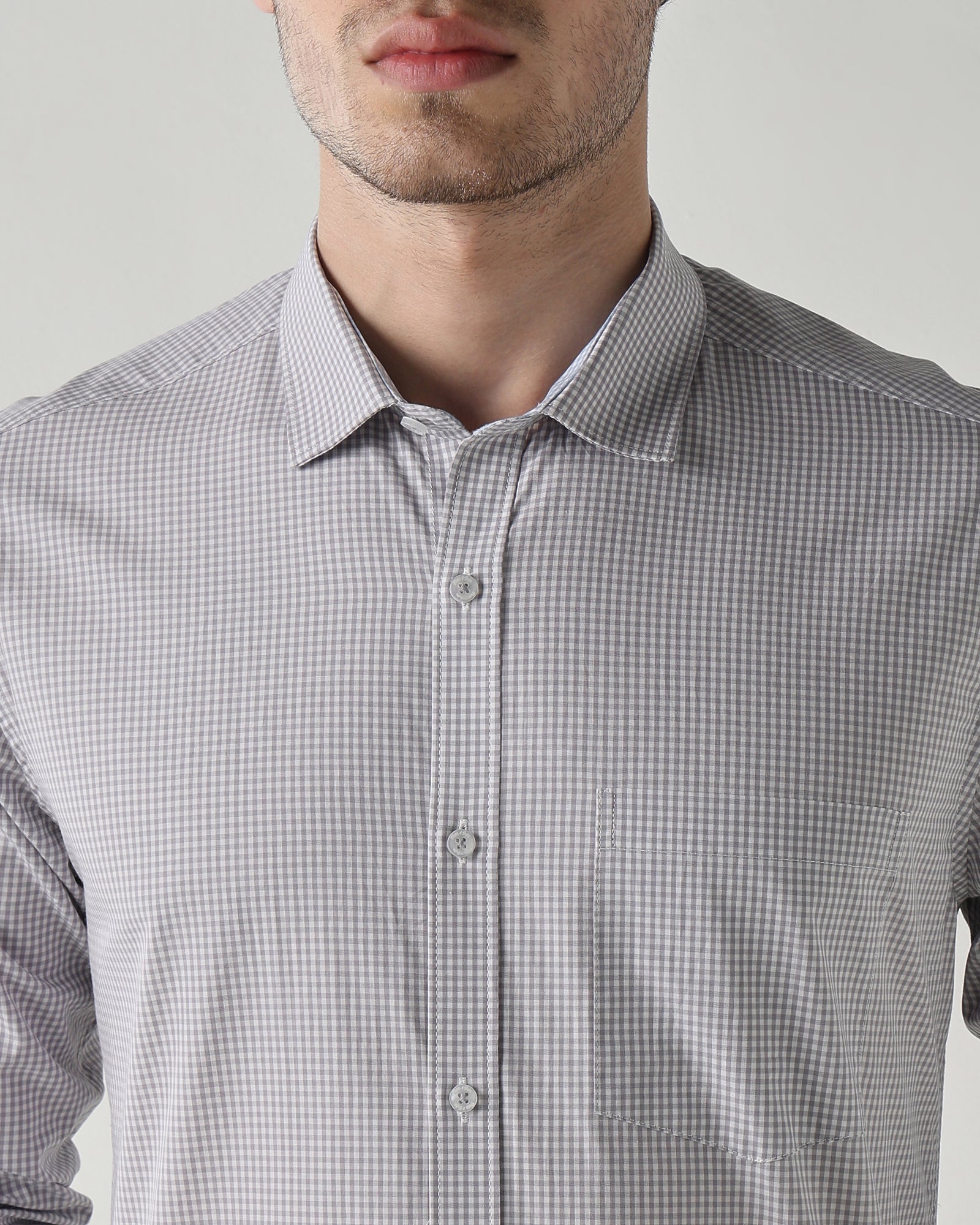 Men Regular Fit Shirt White/Mid Grey