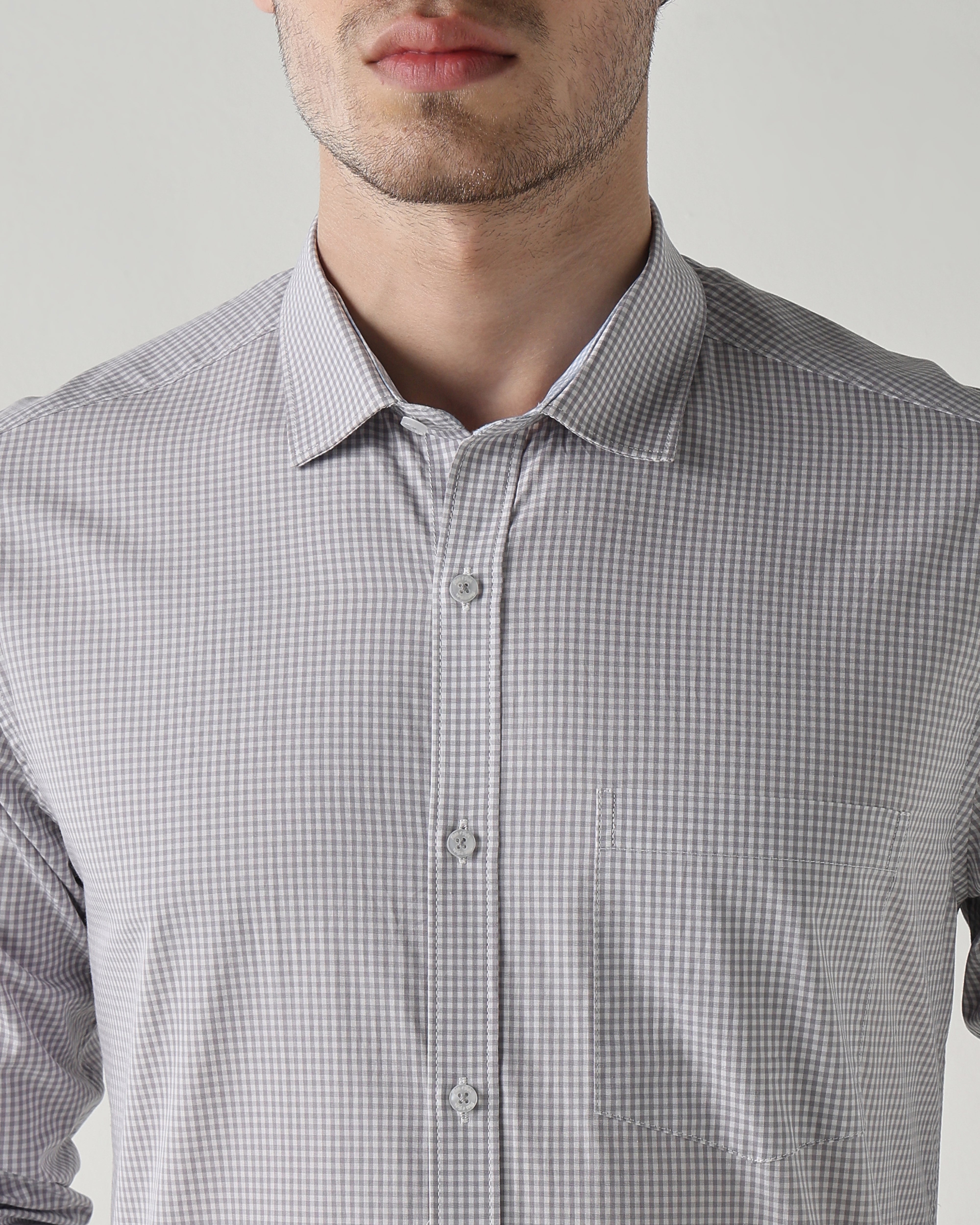 Men Regular Fit Shirt White/Mid Grey