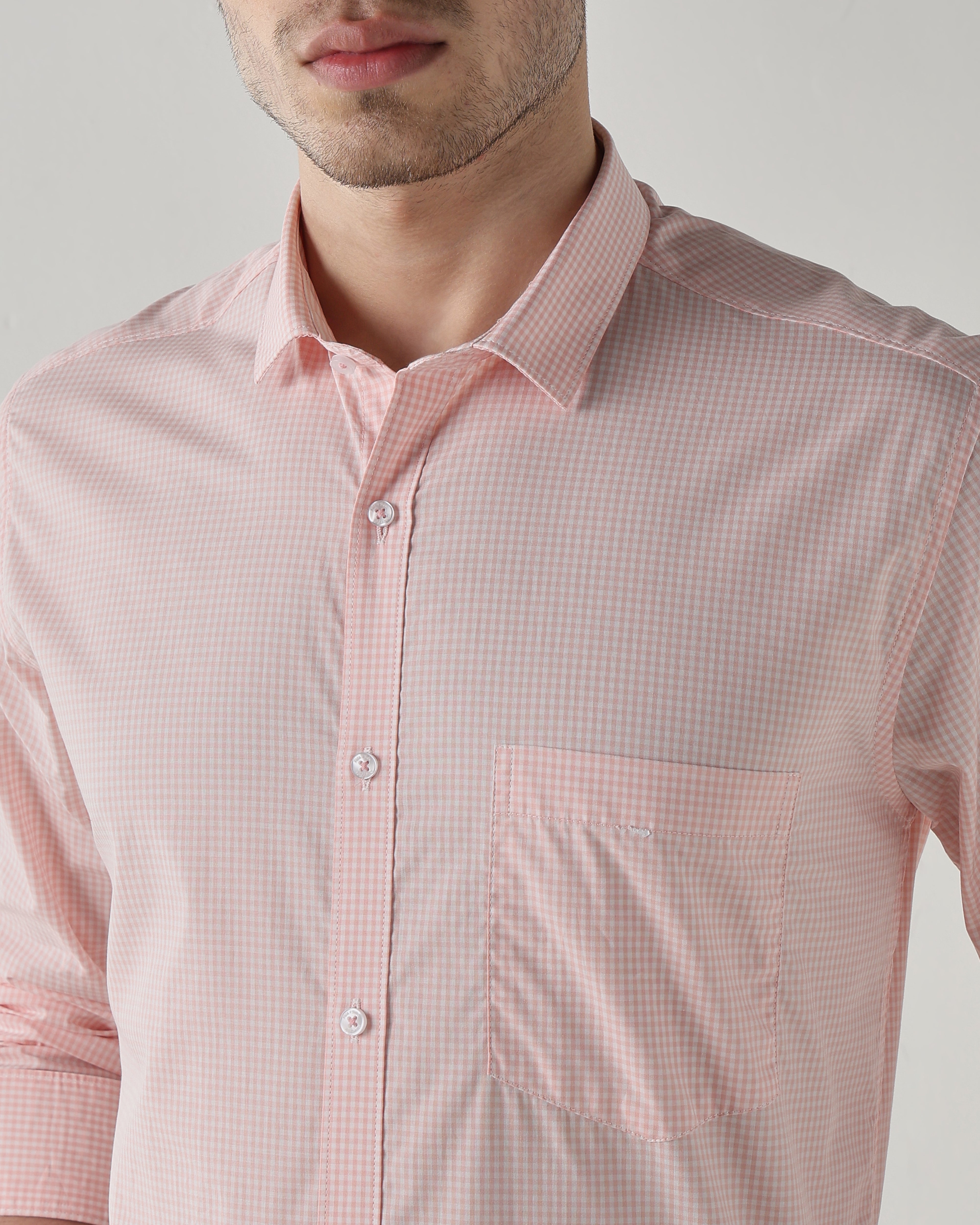 Men Regular Fit Shirt White/Light Orange