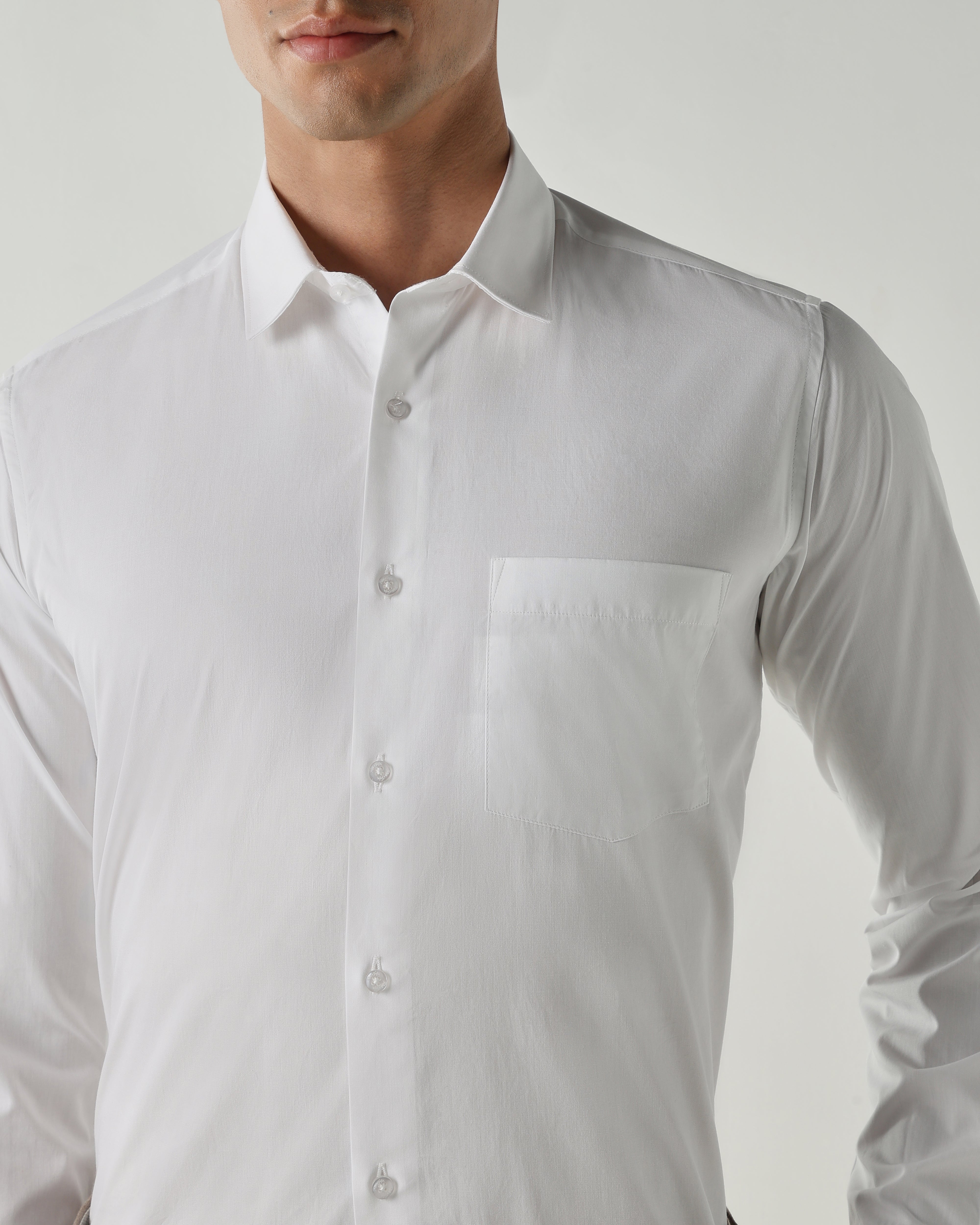Men Slim Fit Shirts White