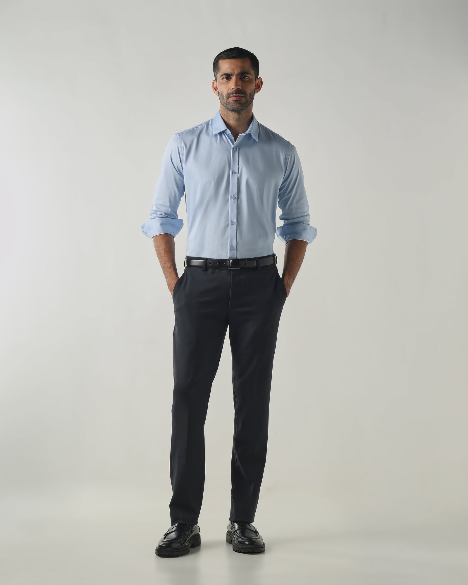 Blue Tailor Fit Fashion Formal Trousers