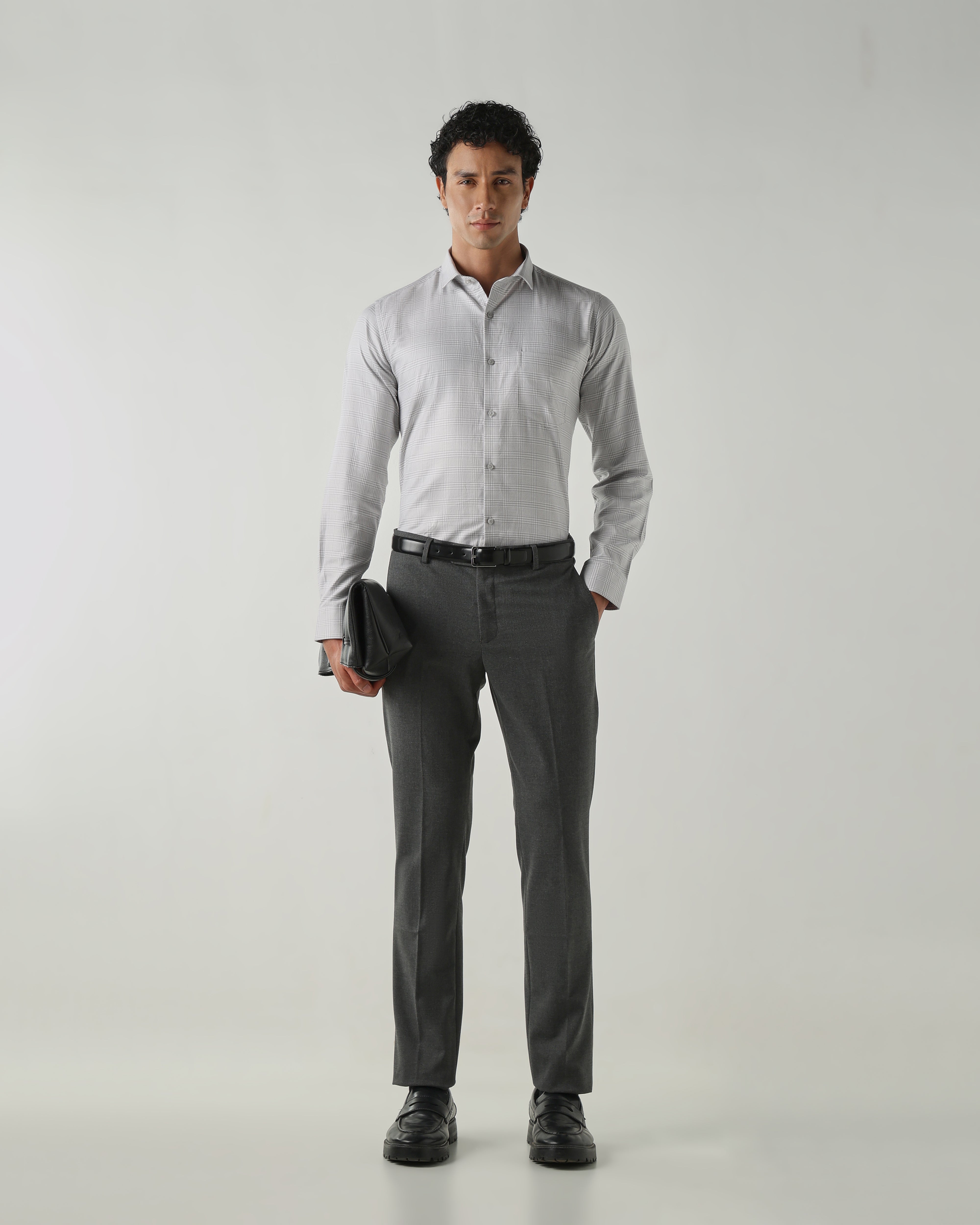 Men Tailor Fit Trousers Coal