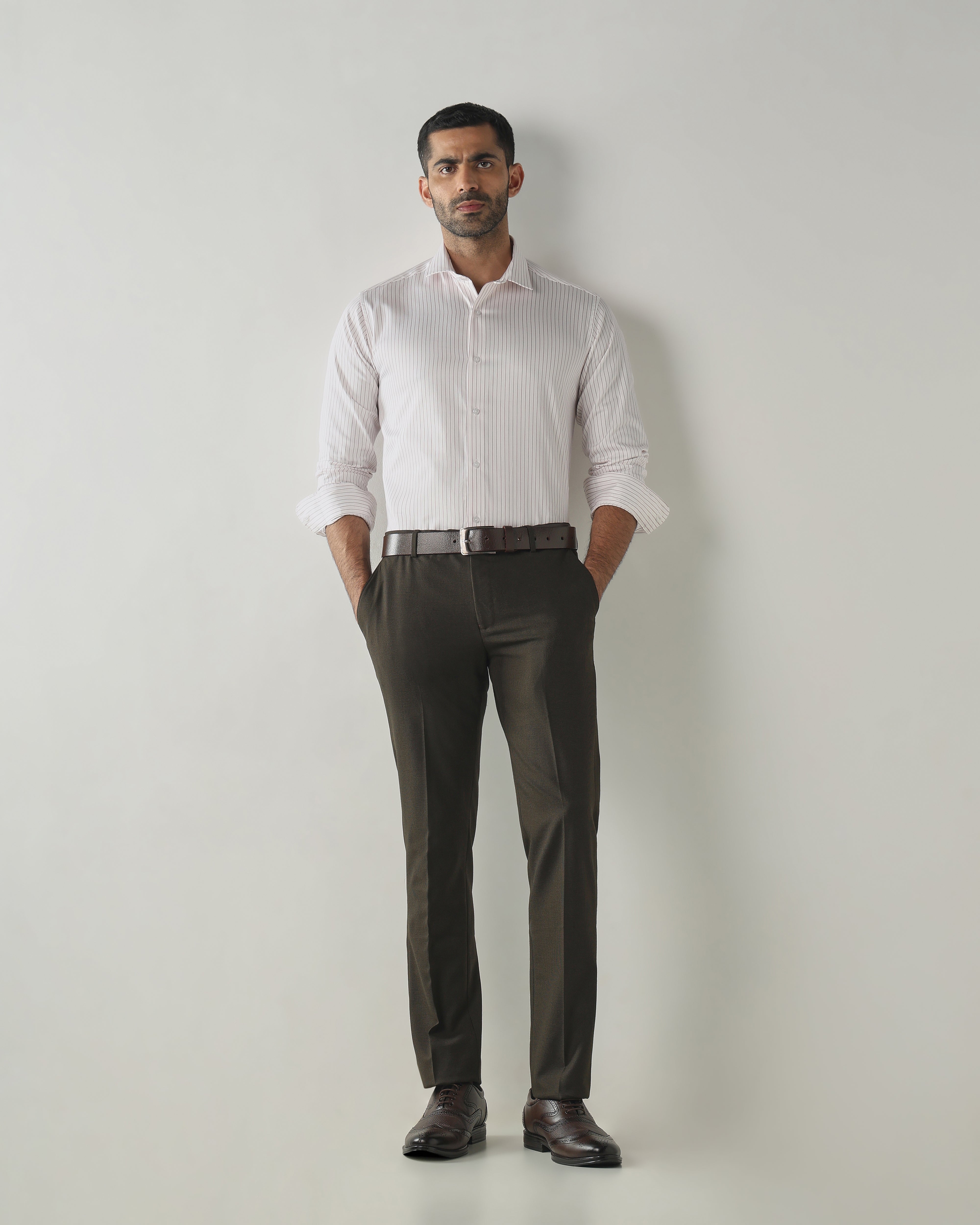 Olive Tailor Fit Fashion Formal Trousers