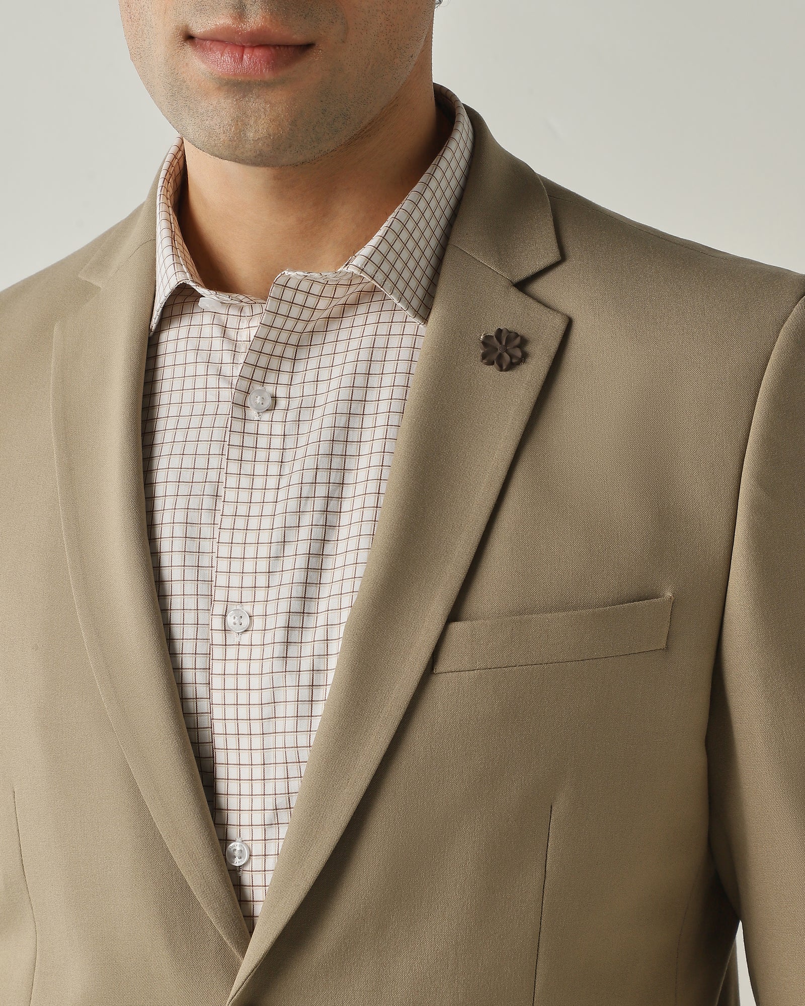 Blazer Beige Tailor Fit Polyviscose