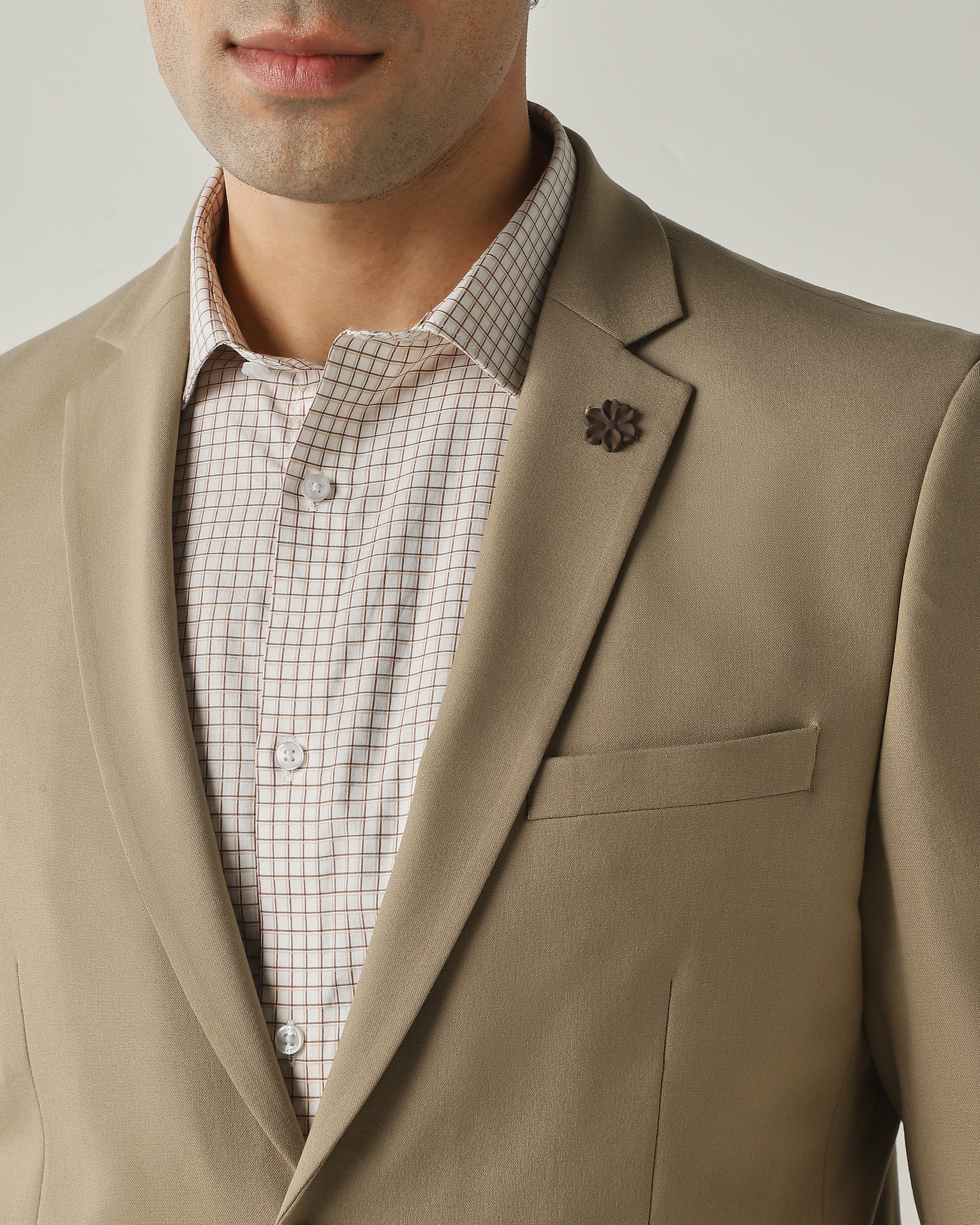 Blazer Beige Tailor Fit Polyviscose