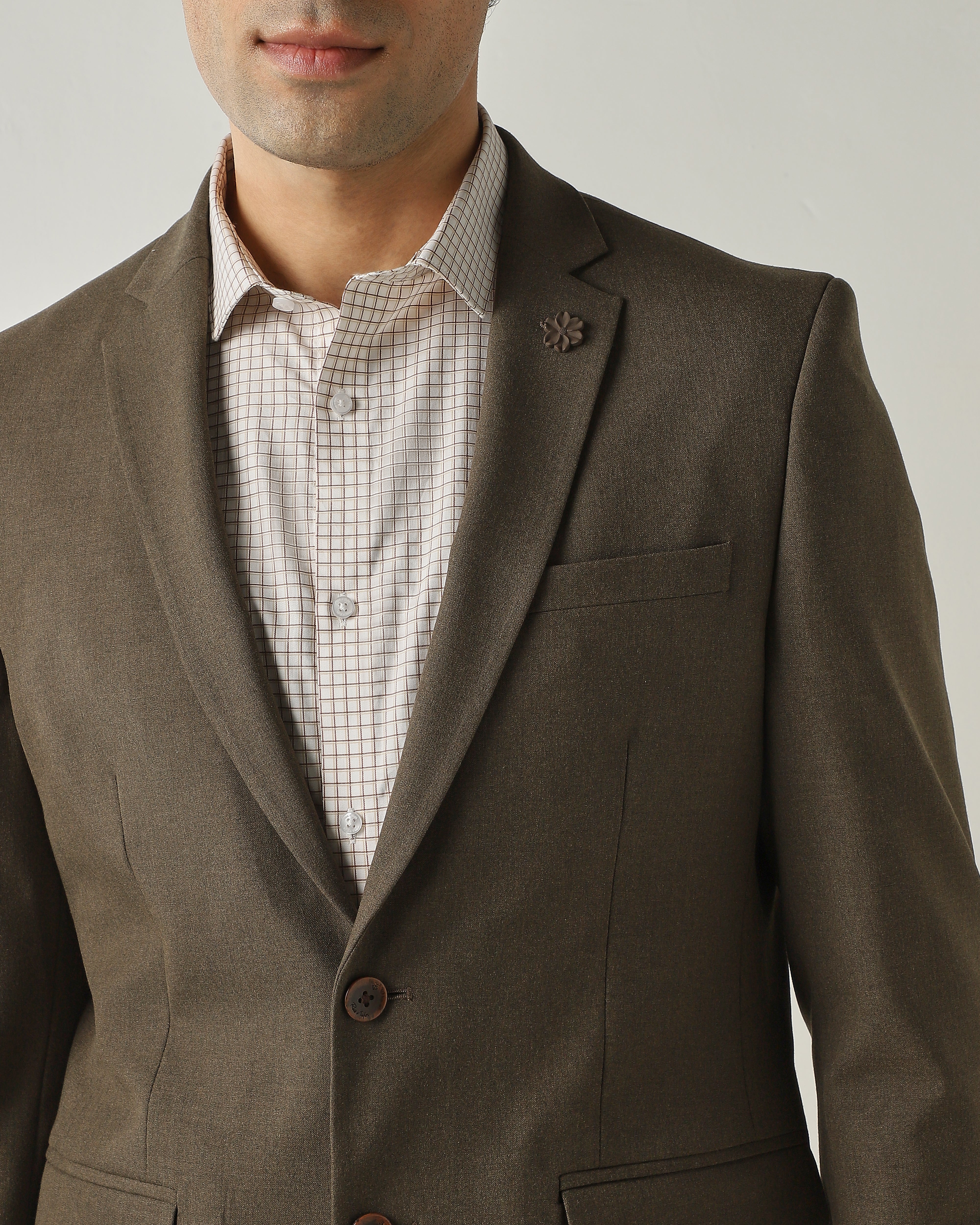 Blazer Khaki Tailor Fit Polyviscose