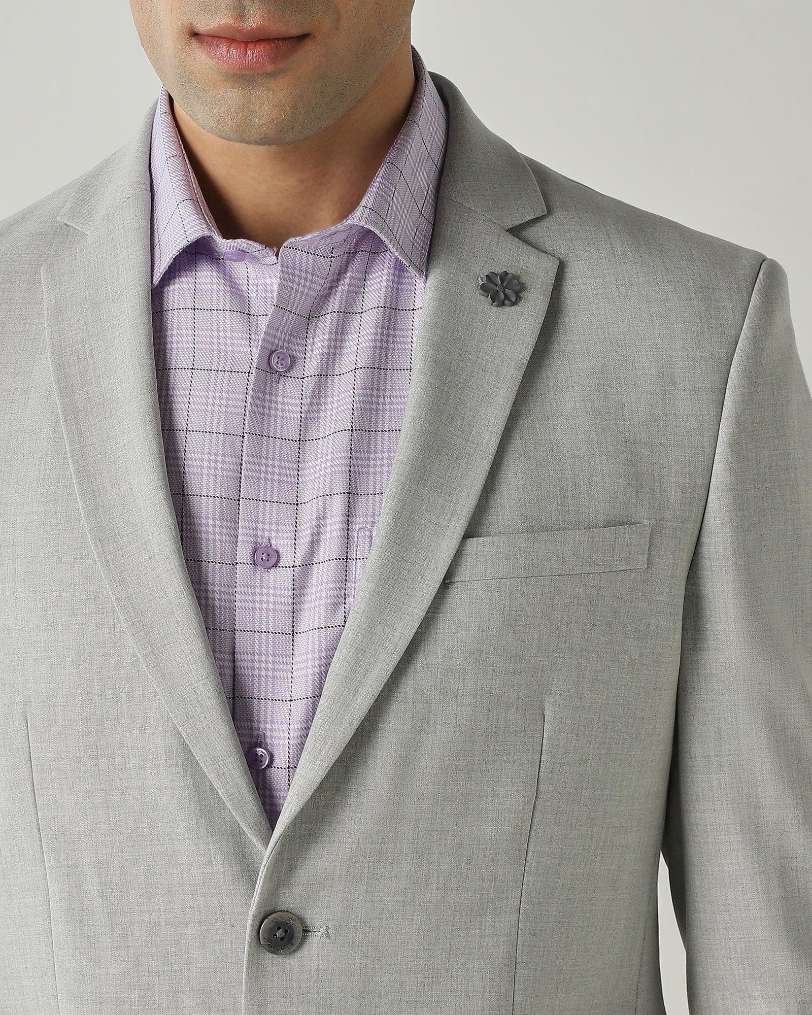 Blazer Lt Grey Tailor Fit Polyviscose