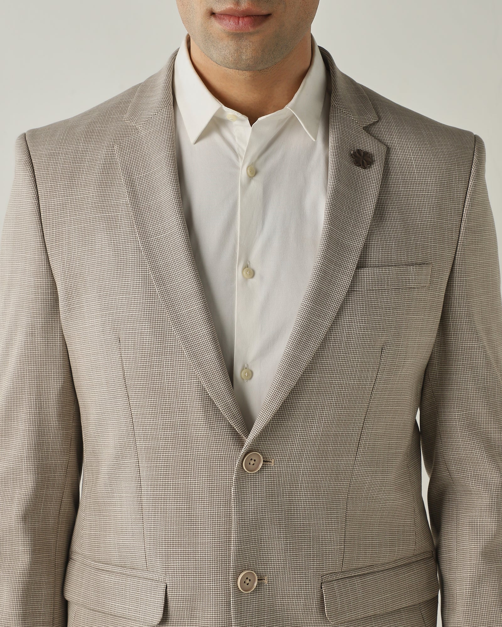 Blazer Brown Slim Fit Polyviscose