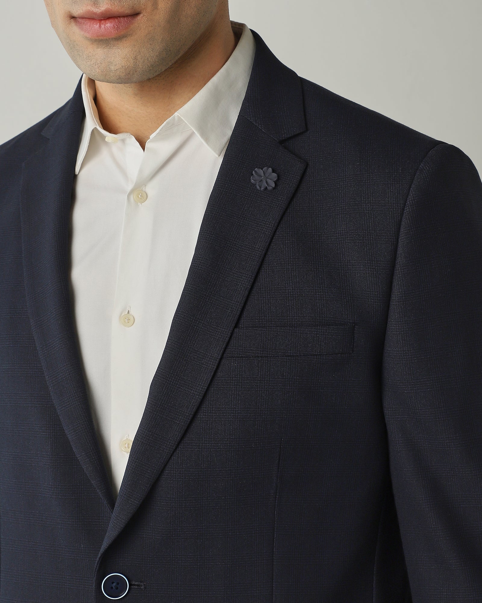 Blazer Navy Regular Fit Polyviscose