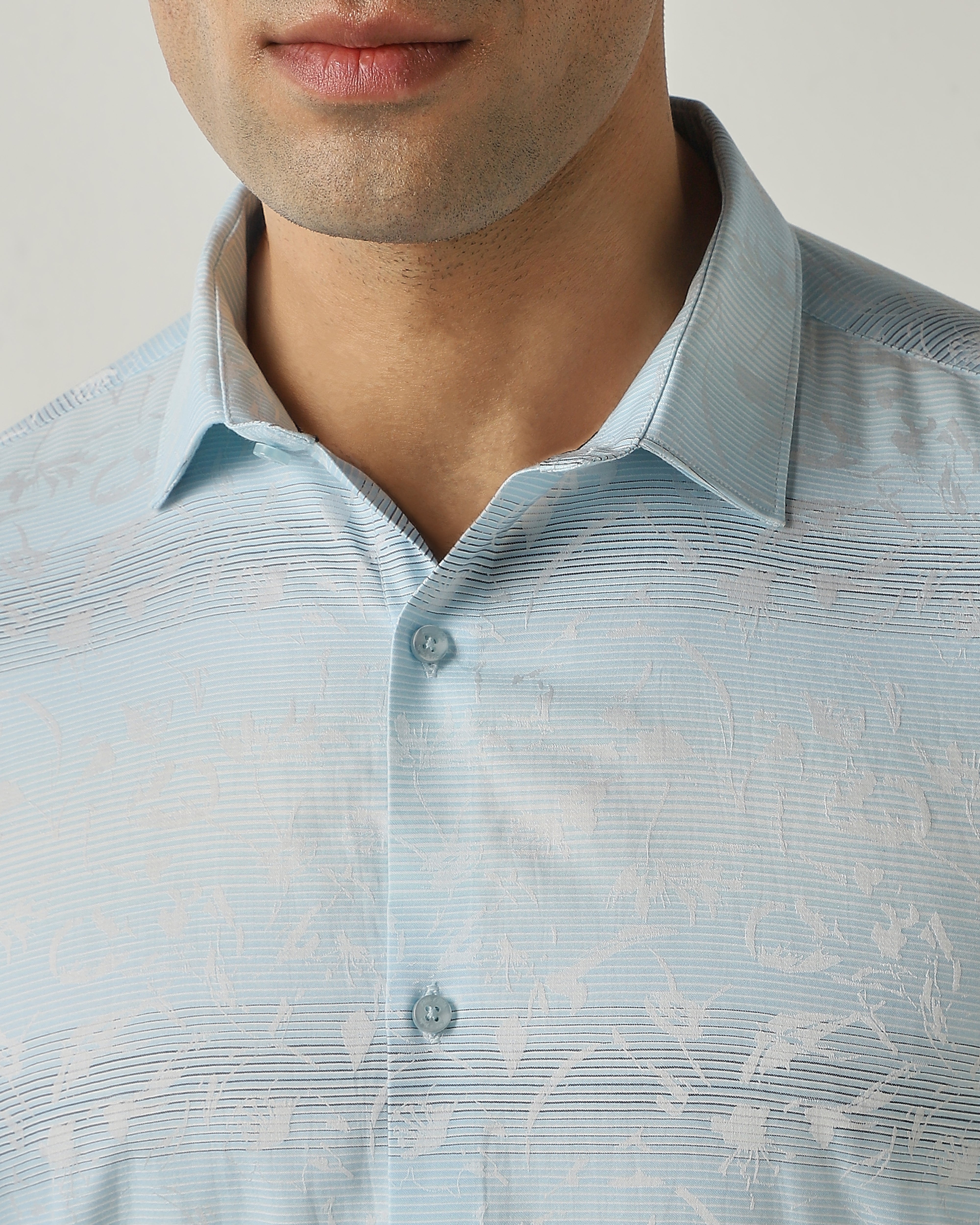 Shirt Sky Blue Slim Fit 100% Cotton
