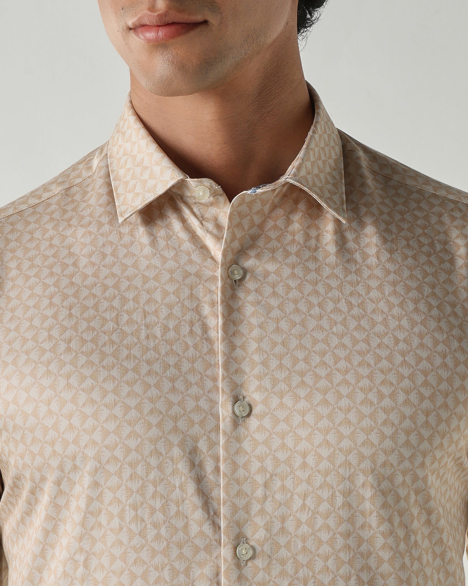 Men Slim Fit Shirts Cream