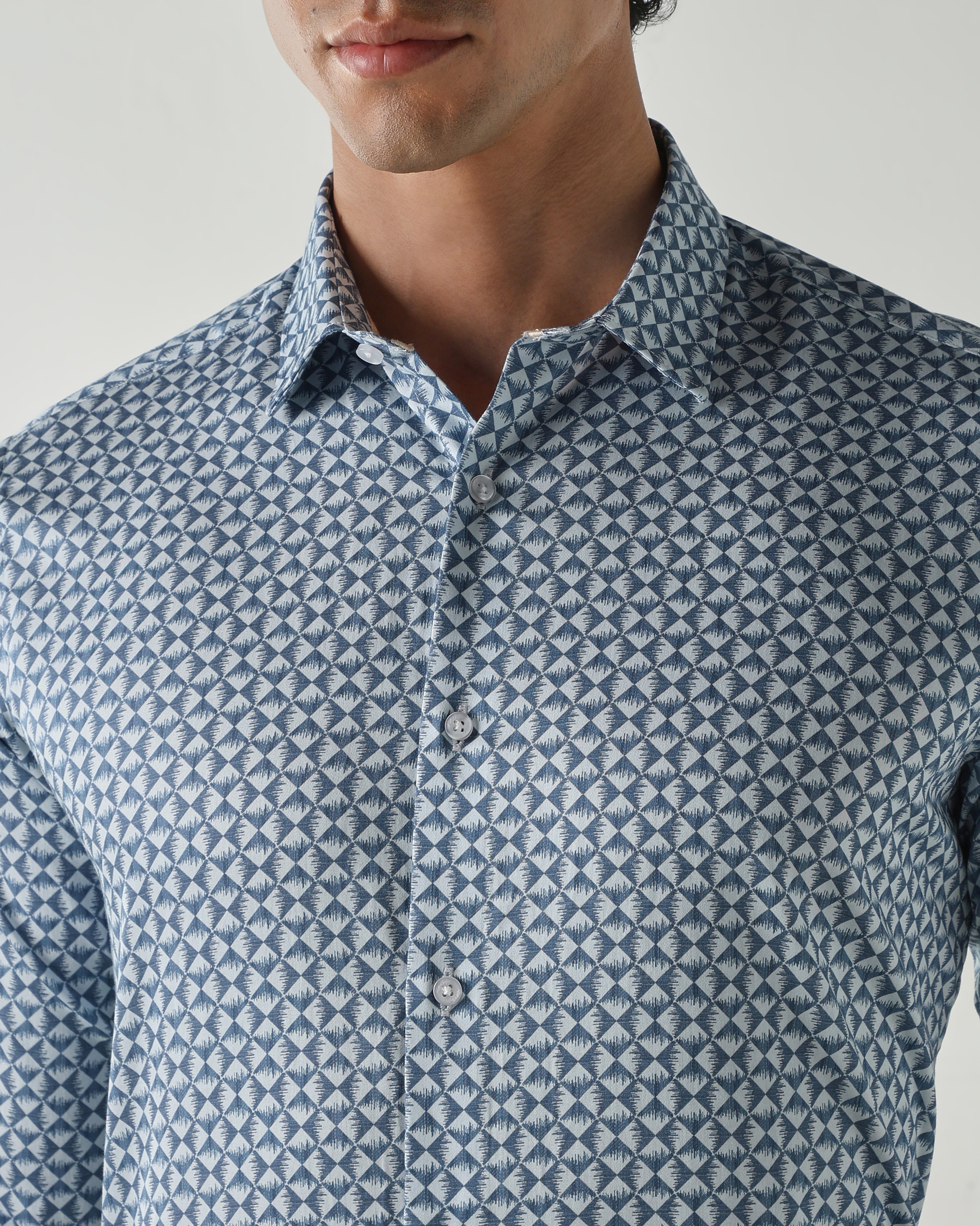 Men Slim Fit Shirts Sky Blue