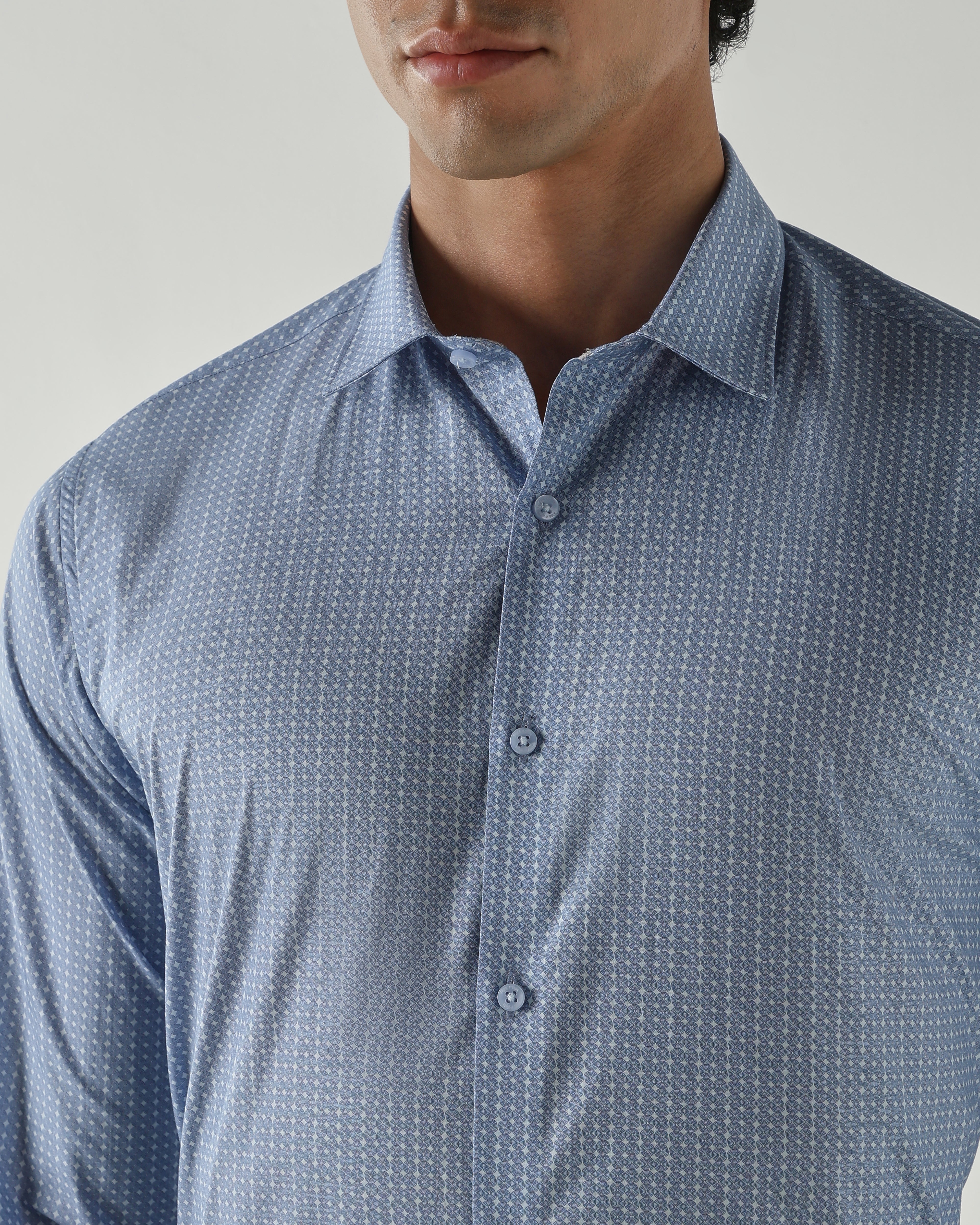 Men Slim Fit Shirts Blue
