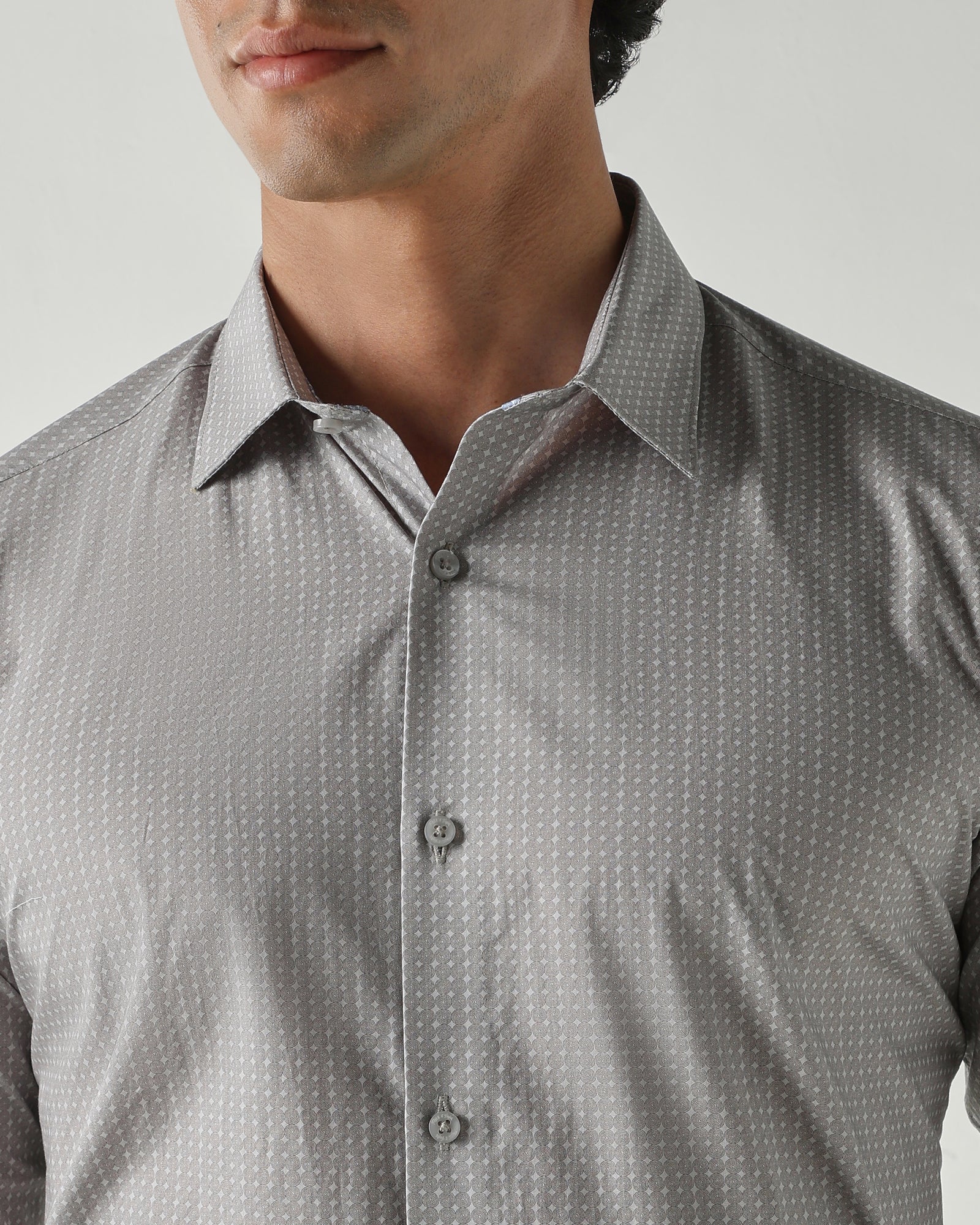Men Slim Fit Shirts Grey