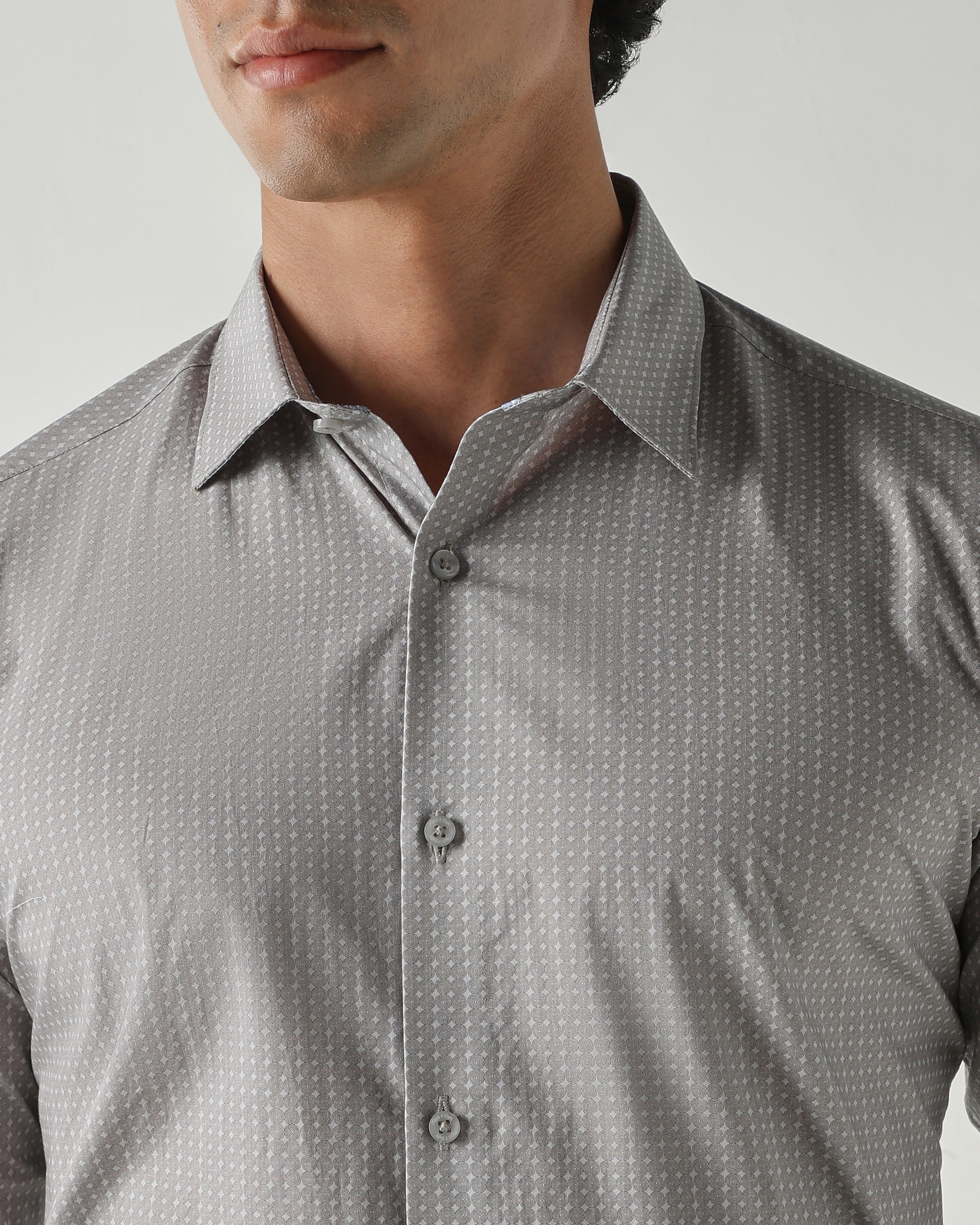 Men Slim Fit Shirts Grey