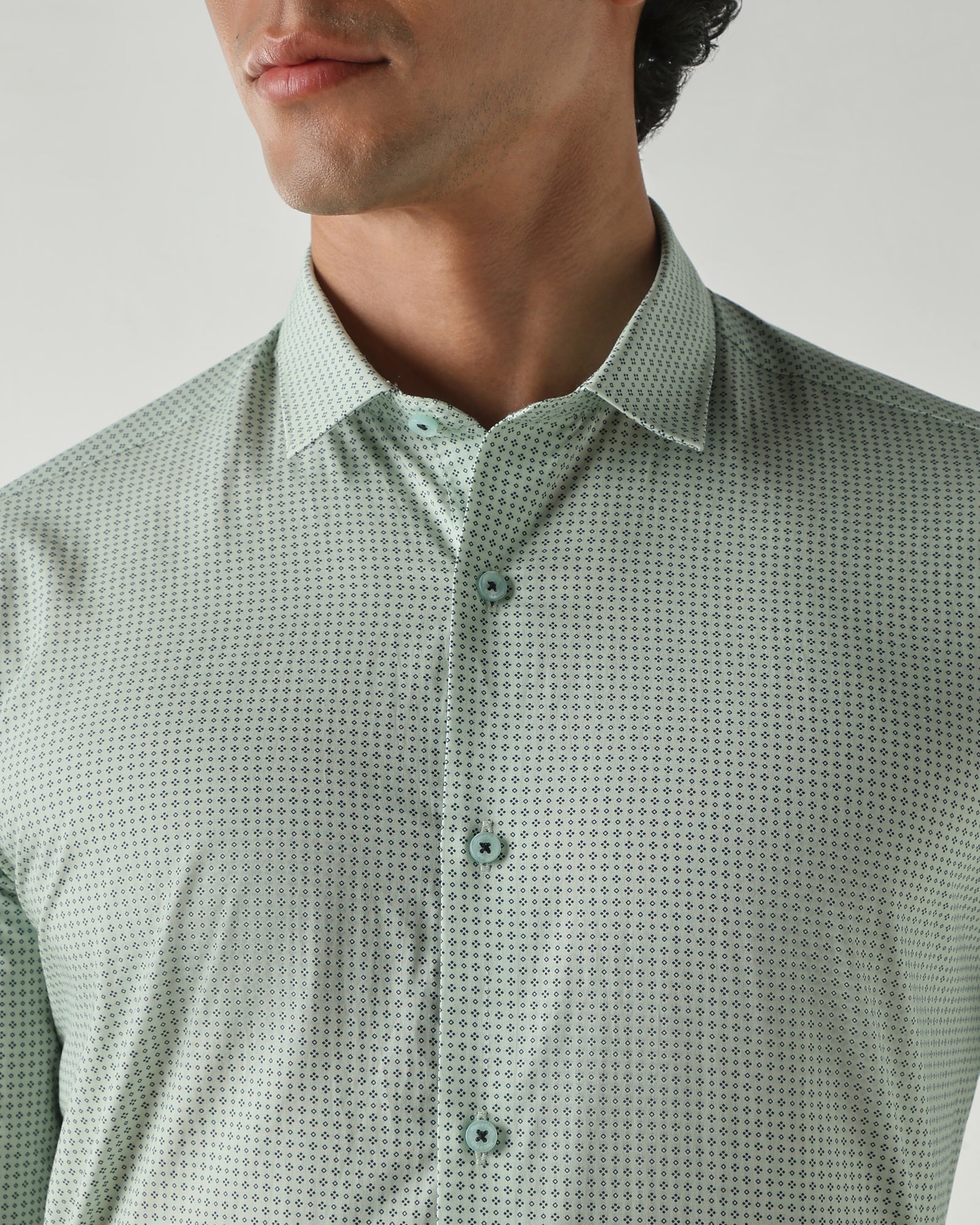 Men Slim Fit Shirts Green