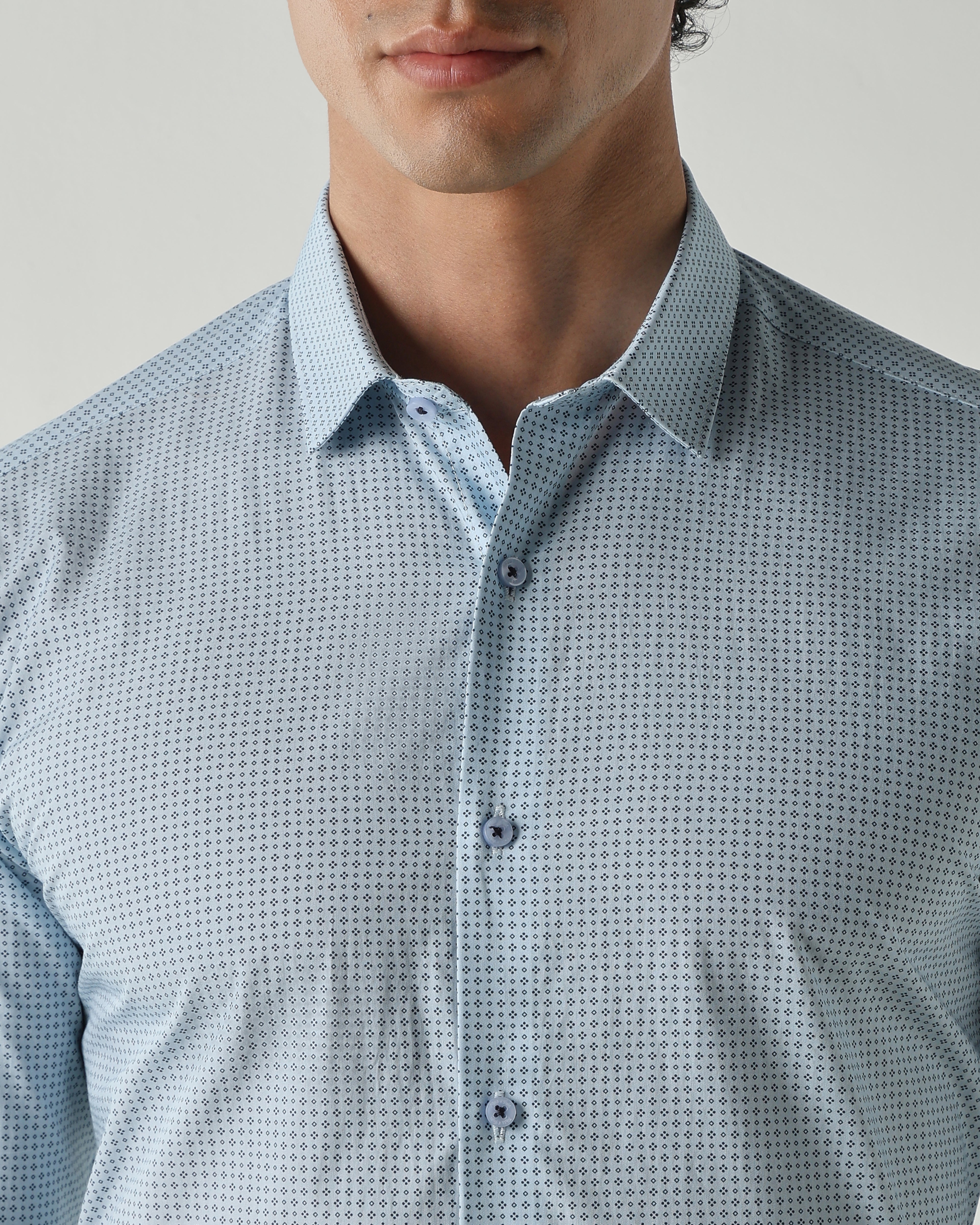 Men Slim Fit Shirts Sky Blue