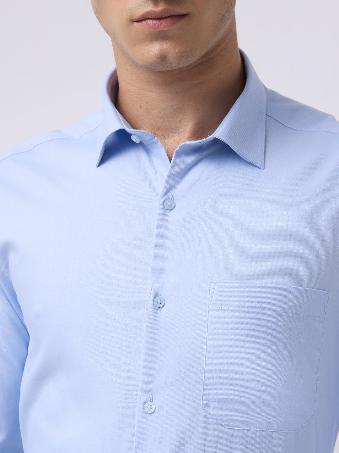 Men's Pure Cotton Solid Regular Fit Full Sleeve Formal Shirt - Blue