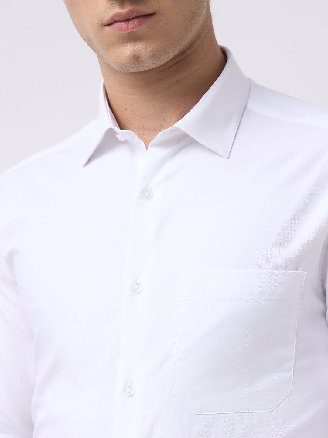 Men's Pure Cotton Solid Regular Fit Full Sleeve Formal Shirt - White