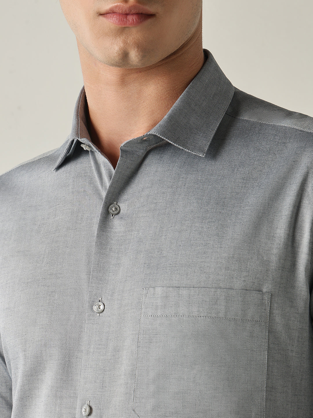 Men's Pure Cotton Solid Slim Fit Full Sleeve Formal Shirt - Grey