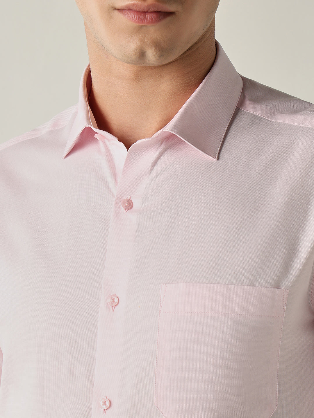Men's Pure Cotton Solid Slim Fit Full Sleeve Formal Shirt - Pink