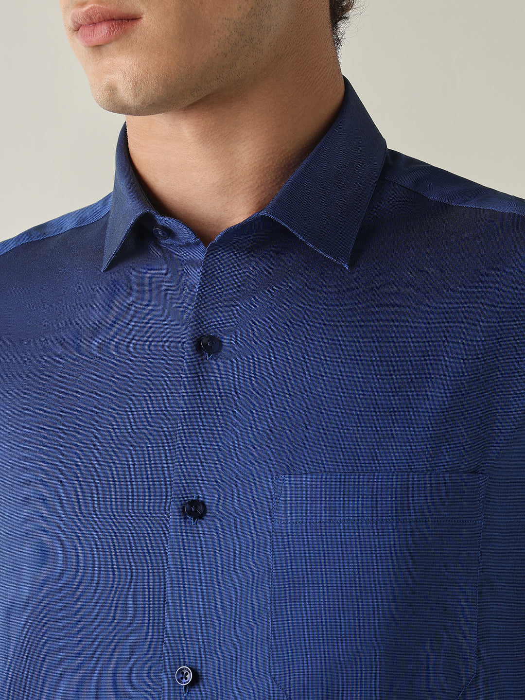 Men's Pure Cotton Solid Slim Fit Full Sleeve Formal Shirt - Royal Blue