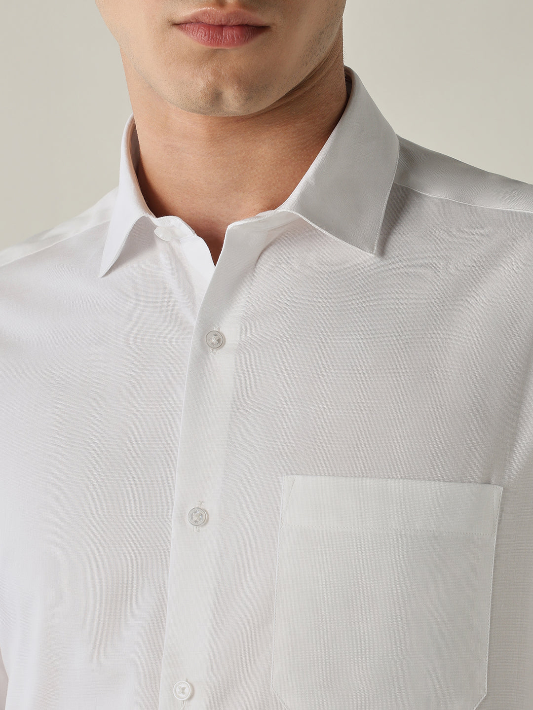 Men's Pure Cotton Solid Slim Fit Full Sleeve Formal Shirt - White