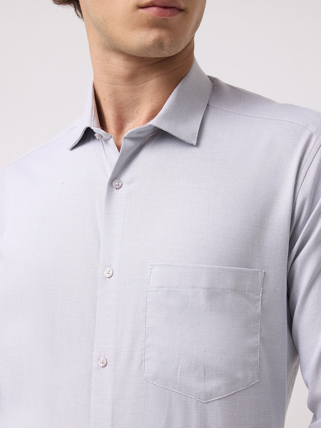 Men's Pure Cotton Dobby Solid Regular Fit Full Sleeve Formal Shirt - Green