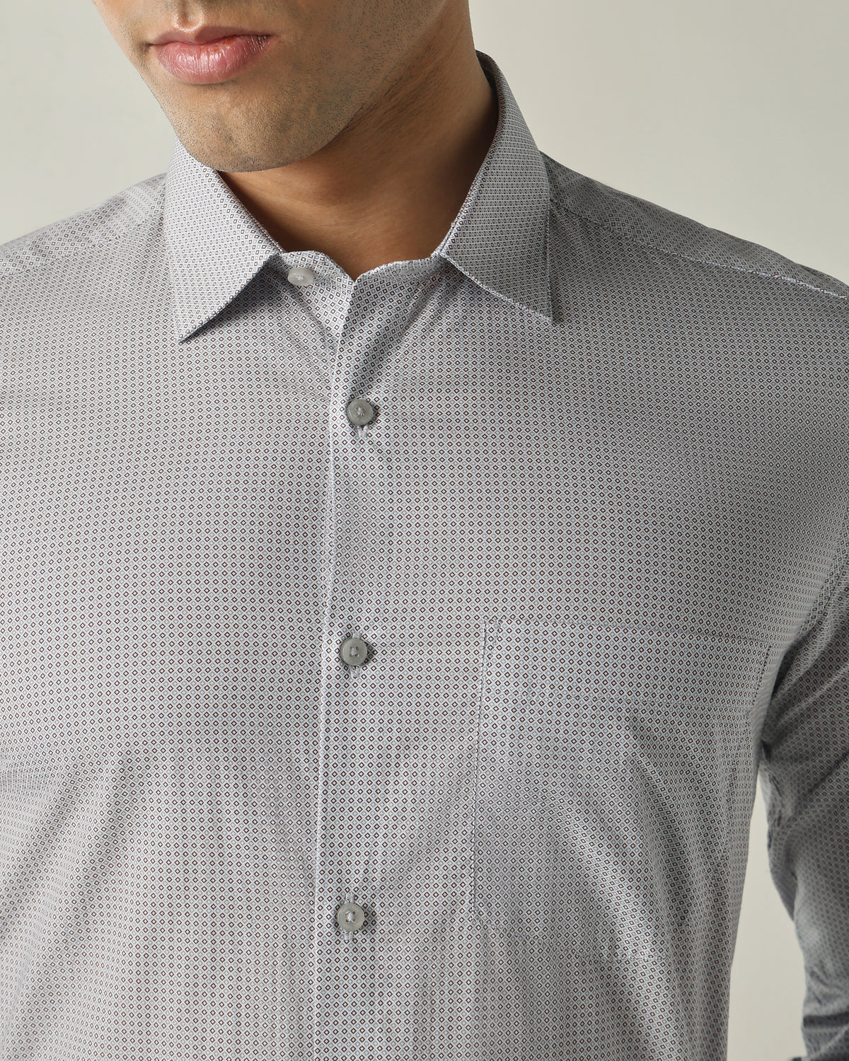 Men's Pure Cotton Print Slim Fit Full Sleeve Formal Shirt - Light Blue