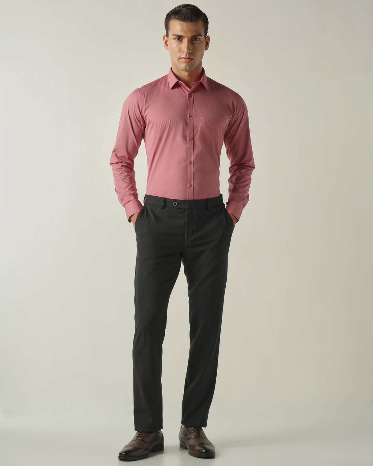 Men's Pure Cotton Fil-A-Fil Slim Fit Full Sleeve Formal Shirt - Red