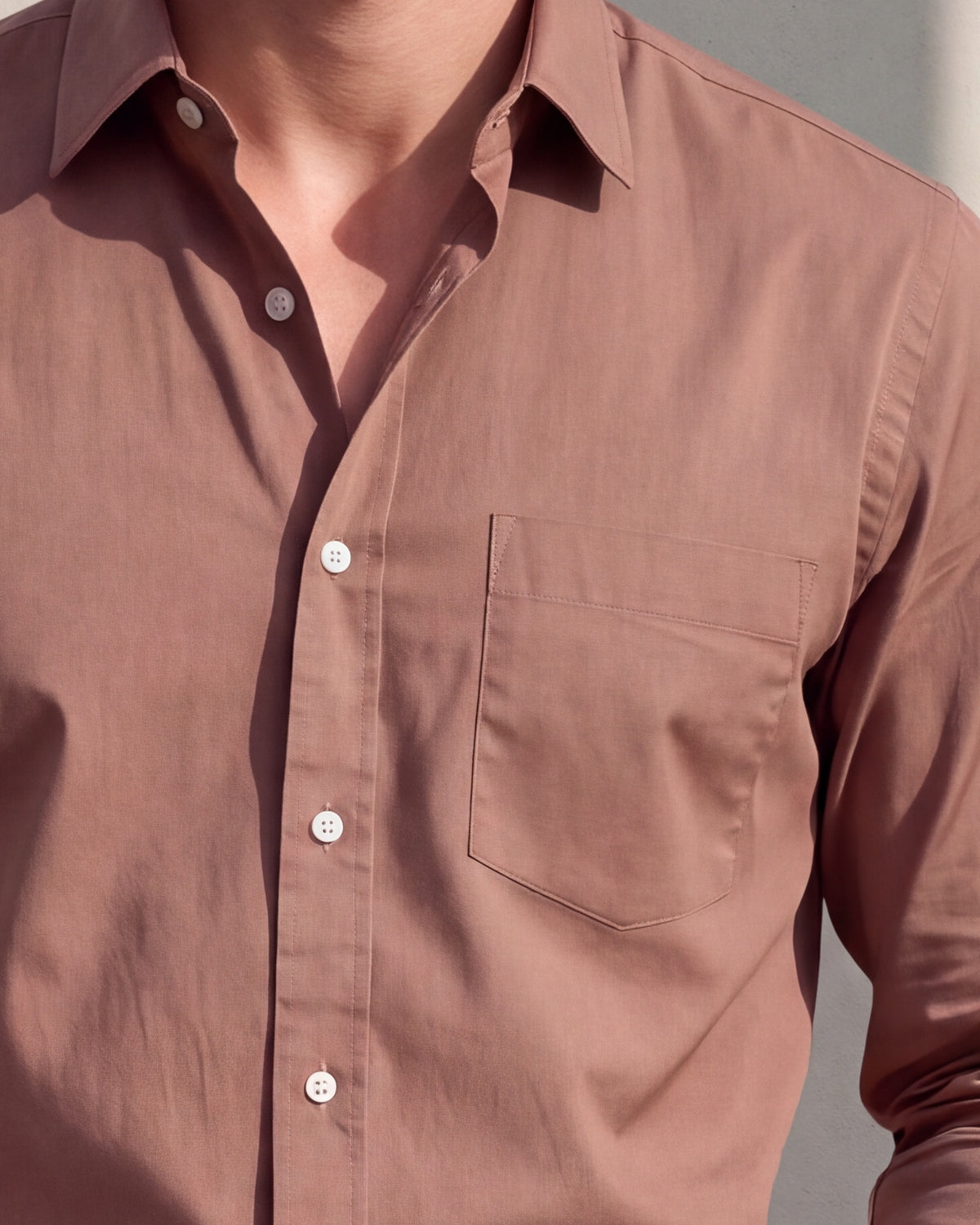 Men's Pure Cotton Solid Slim Fit Full Sleeve Casual Shirt - Brown