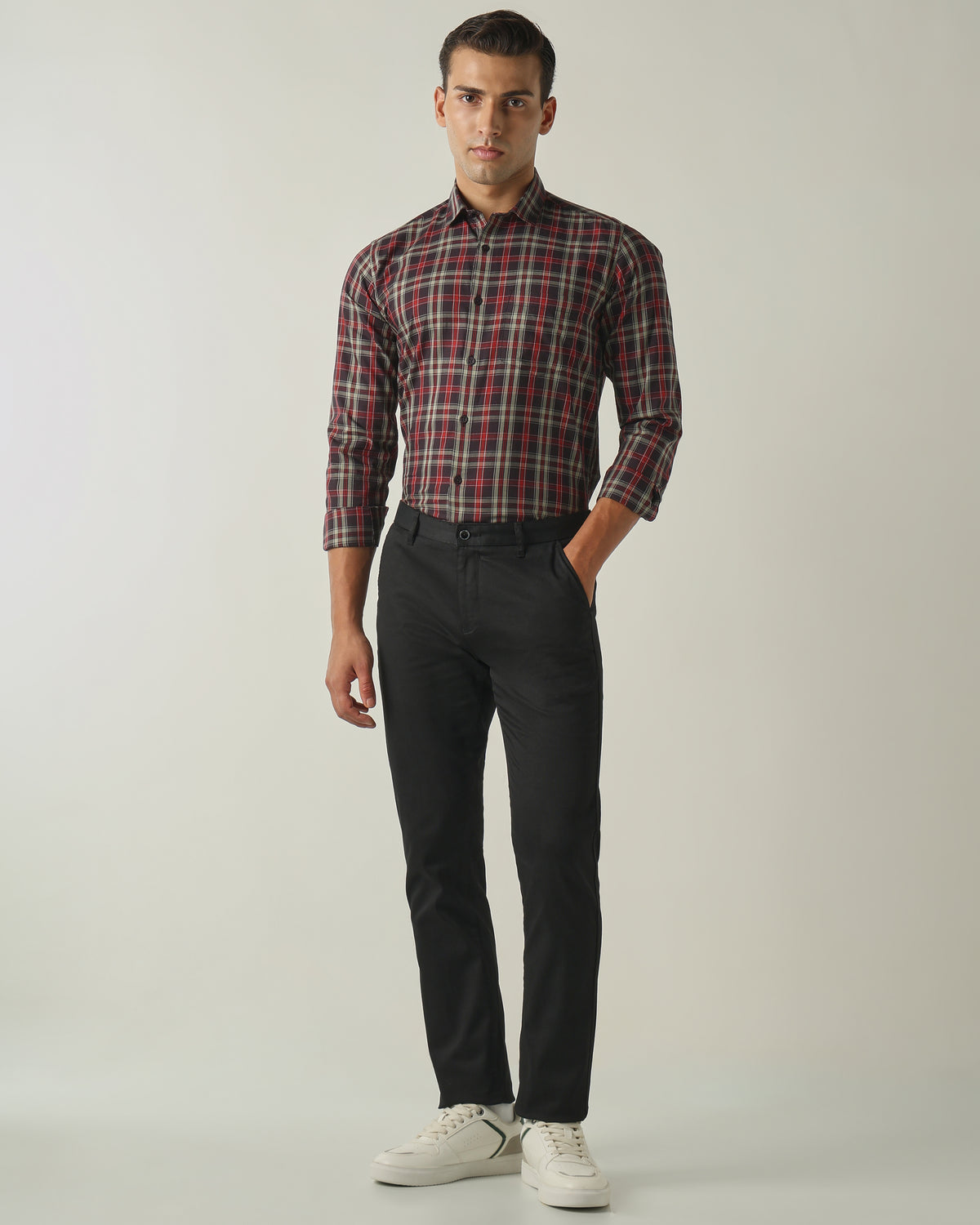 Men's Pure Cotton Checks Slim Fit Full Sleeve Casual Shirt - Blue