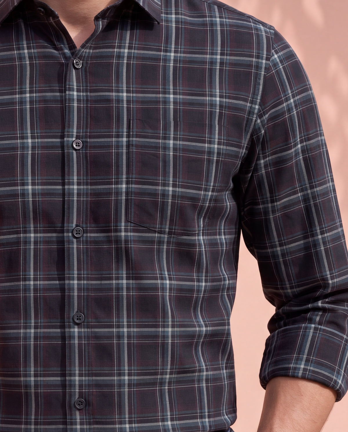 Men's Pure Cotton Checks Slim Fit Full Sleeve Casual Shirt - Green
