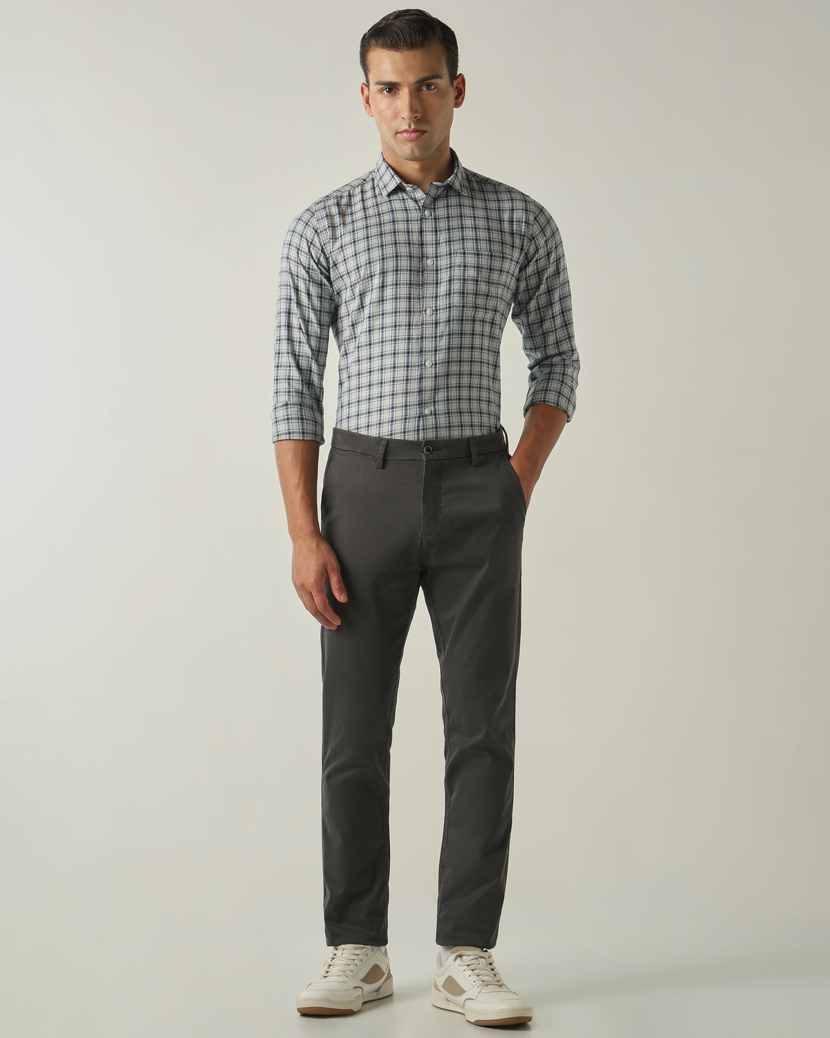 Men's Pure Cotton Checks Slim Fit Full Sleeve Casual Shirt - Turquoise