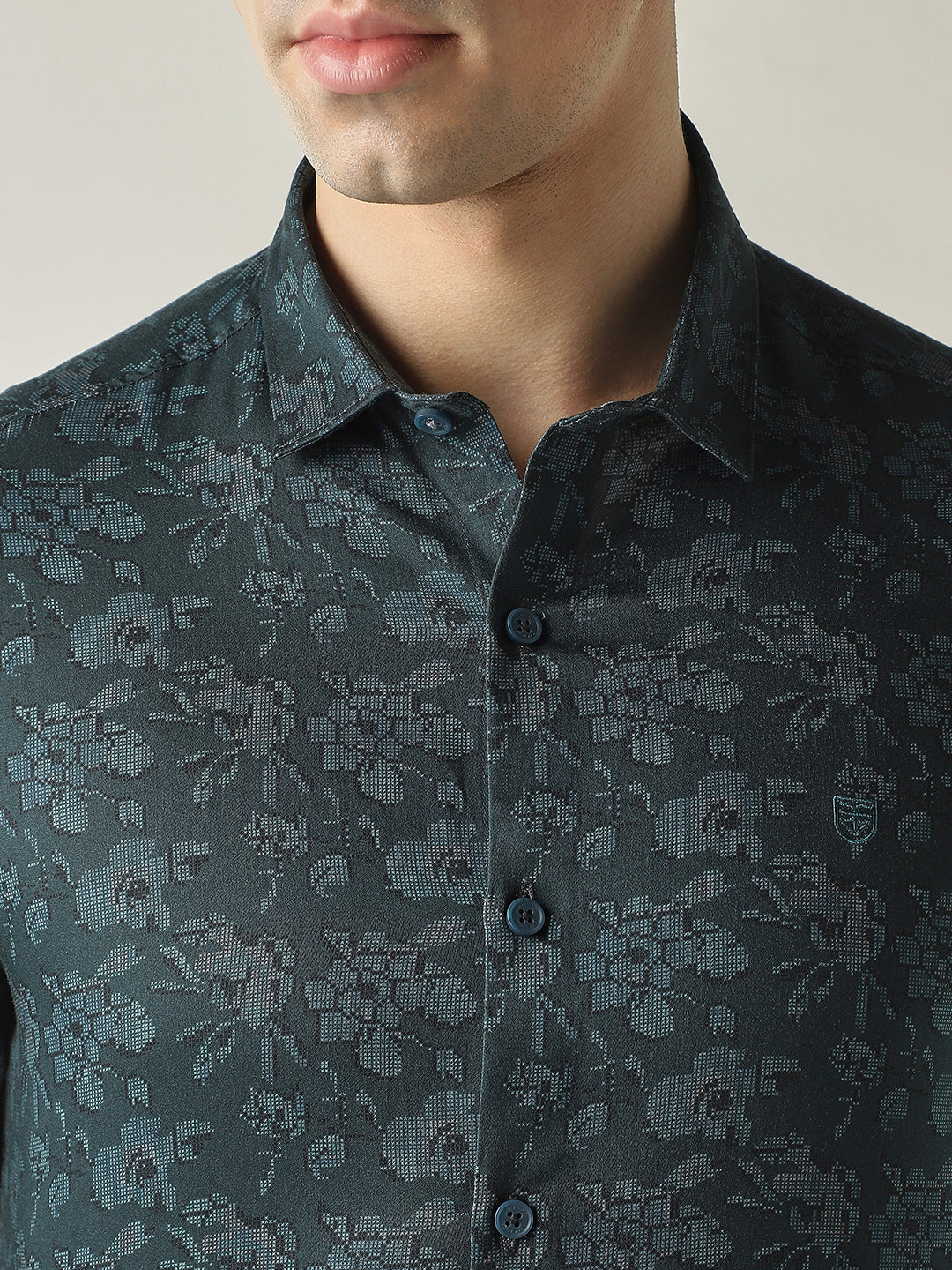Men's Pure Cotton Printed Slim Fit Full Sleeve Casual Shirt - Tangerine