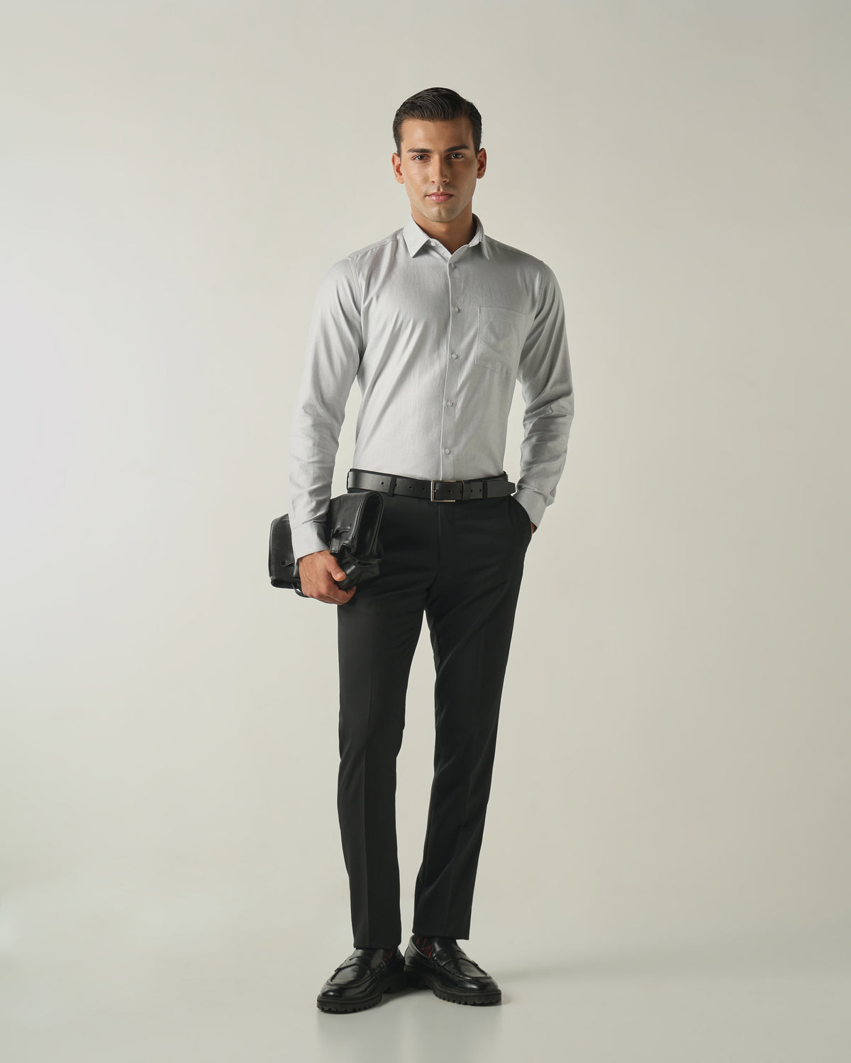 Men's Solid Poly Viscose Elastane Regular Fit Formal Trousers - Black